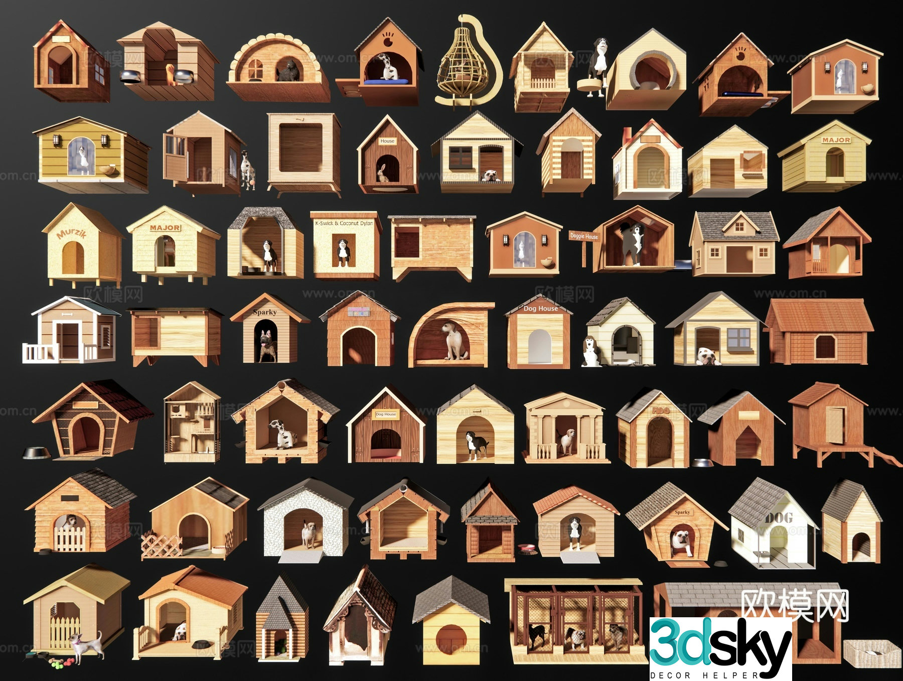 modern kennel pet house kennel kennel dog house cattery 3d model