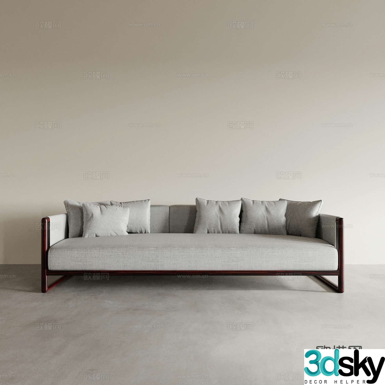 New Chinese style multi-person sofa 3d model
