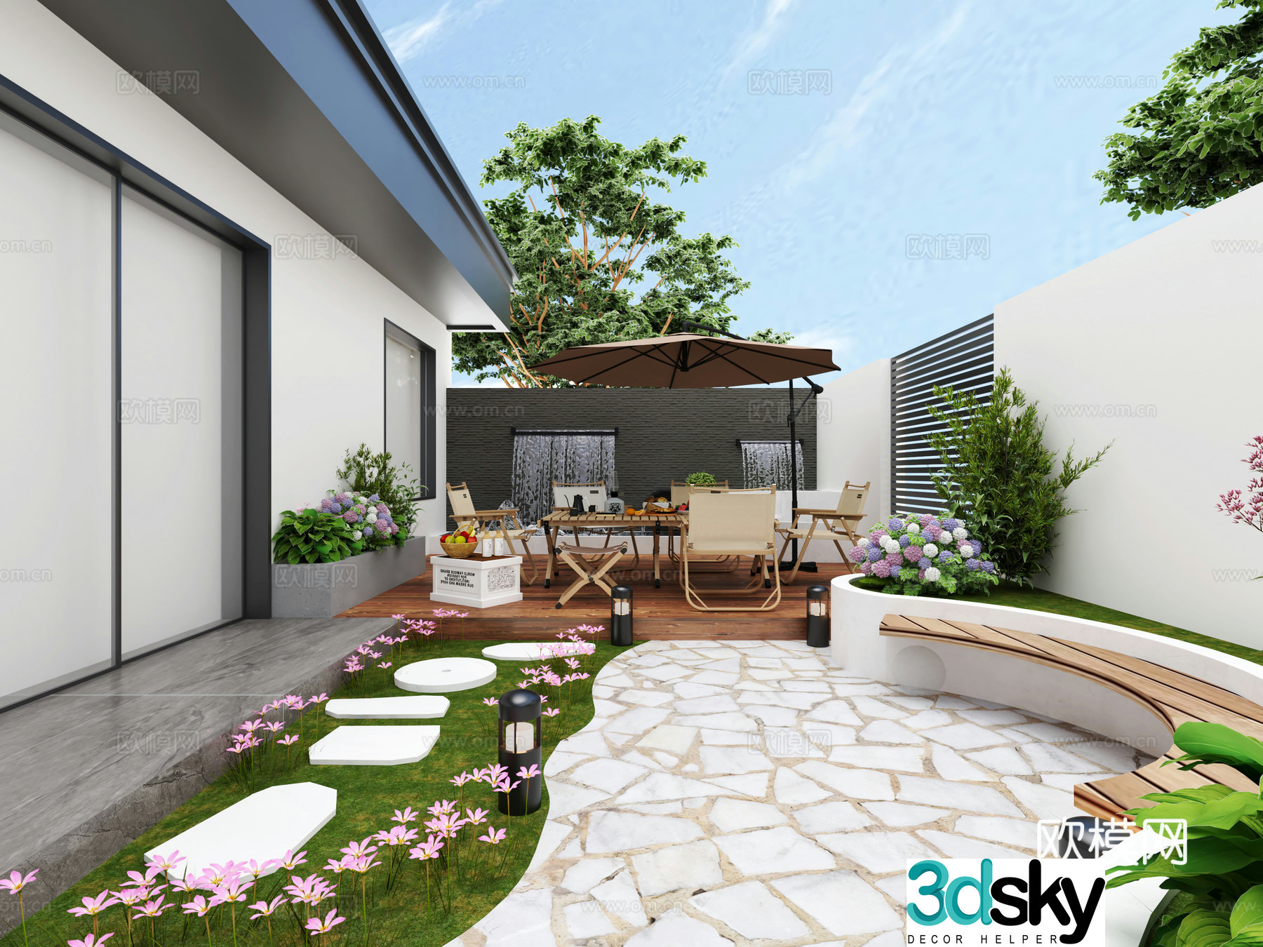 Modern courtyard landscape garden 3d model