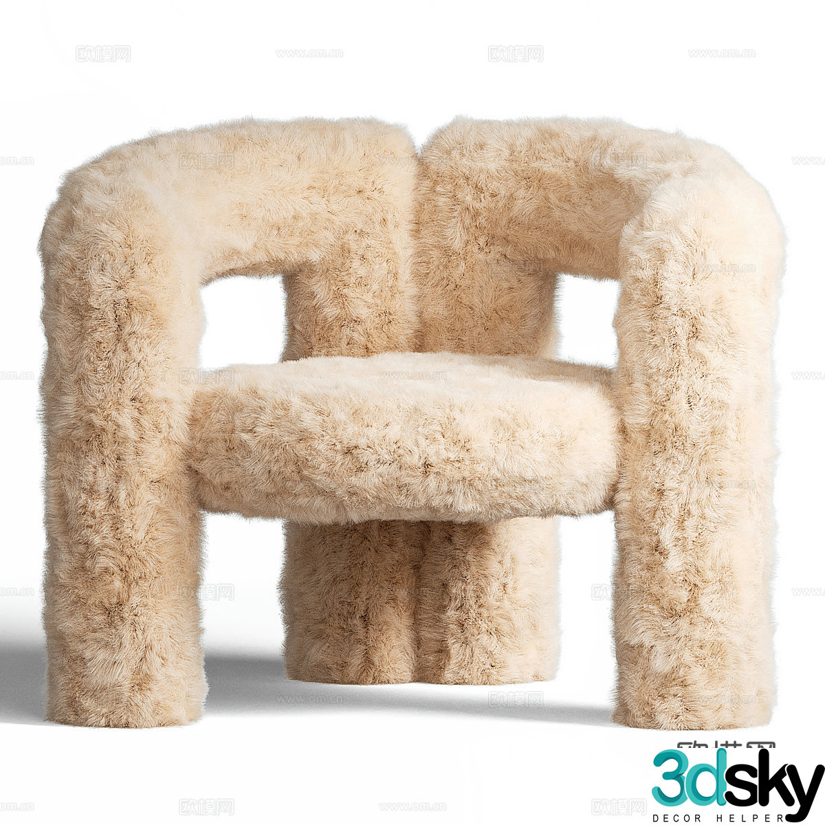 Modern plush chair lounge chair 3d model