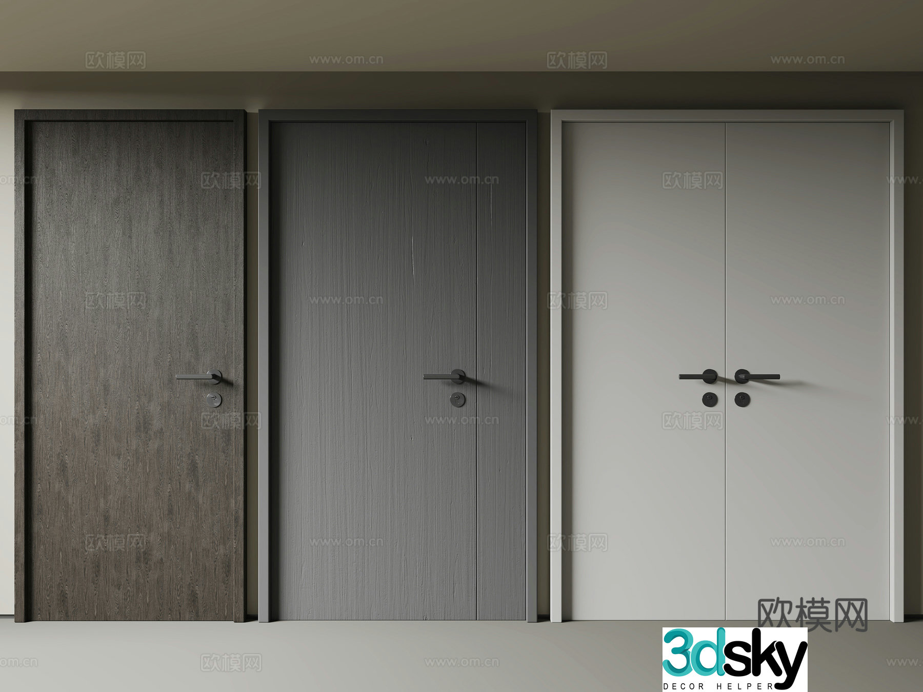 Modern minimalist door single door double door double door double door 3d model