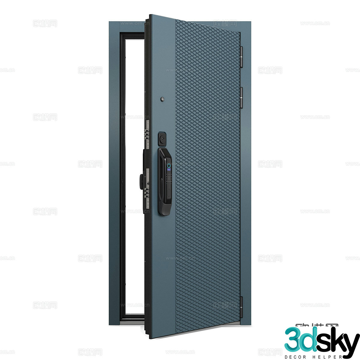 Modern minimalist door single door anti-theft door fingerprint lock 3d model