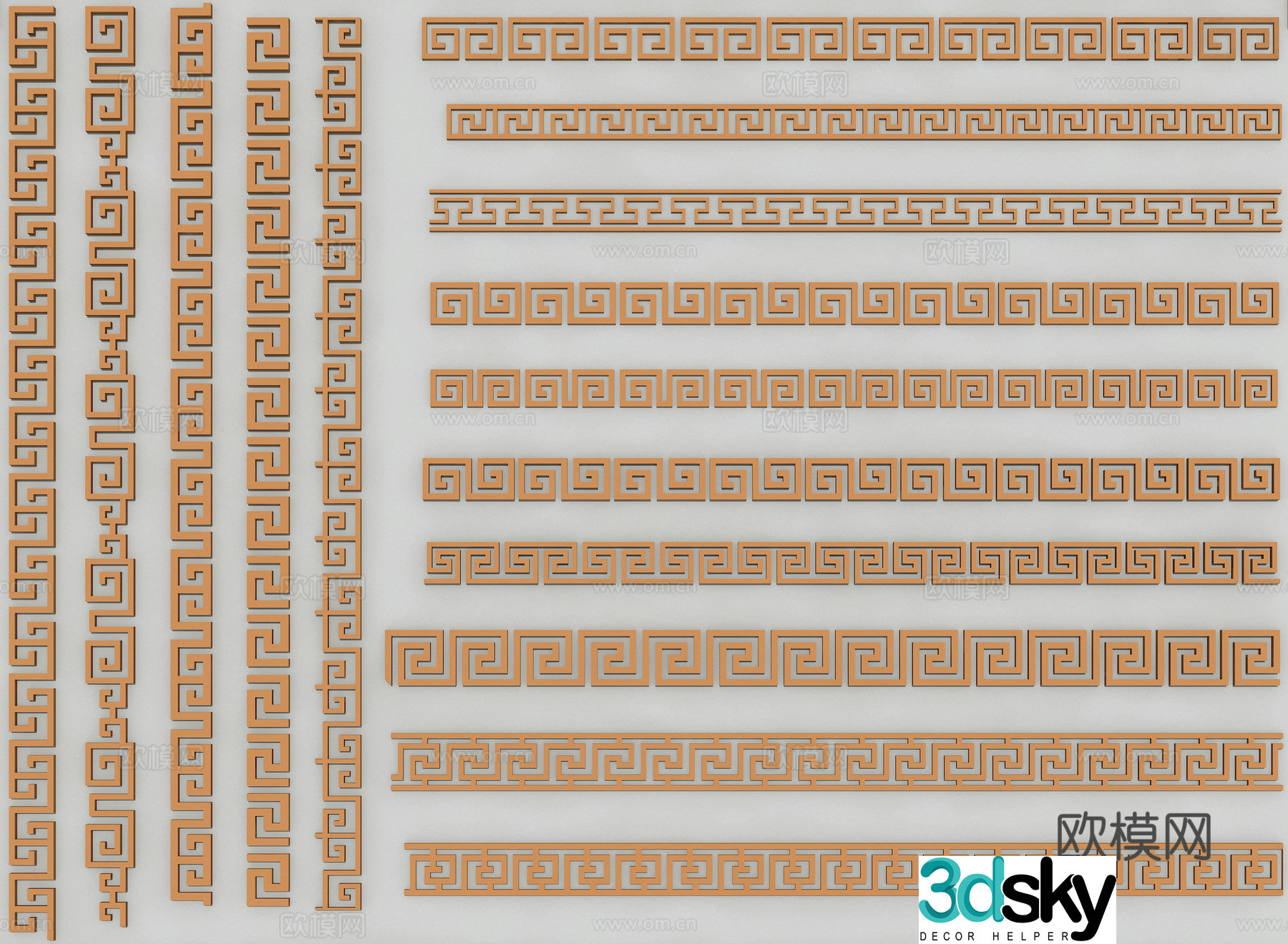 3d model of Chinese style fringe lines