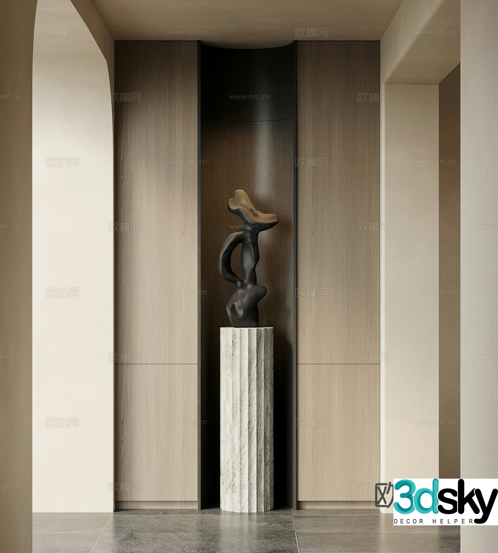 Italian minimalist entrance hall entrance background wall 3D model