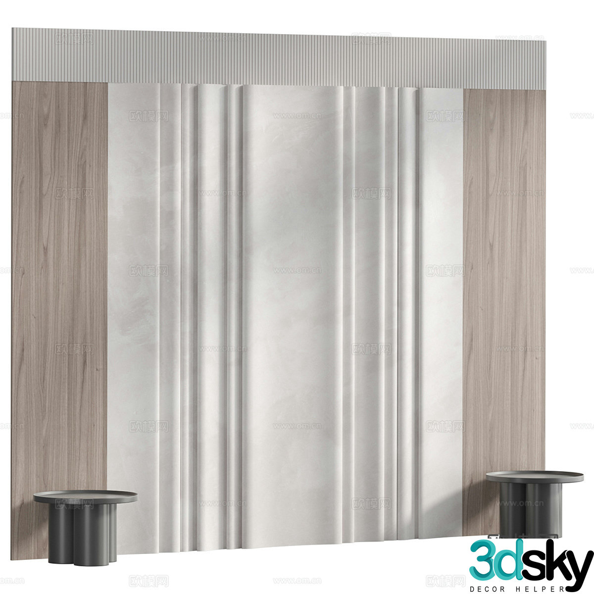 New Chinese style bedside background wall 3D model