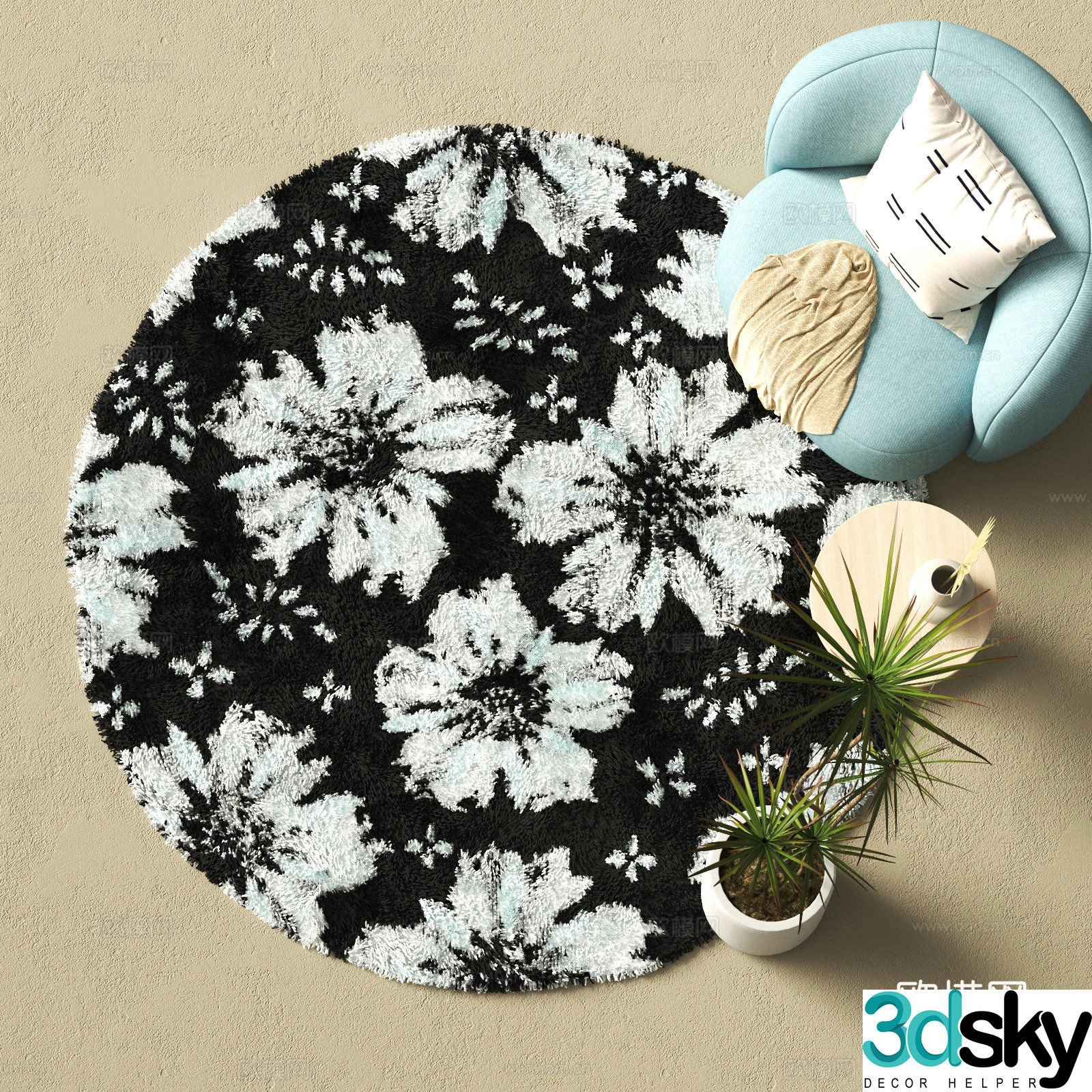 Modern round carpet 3d model