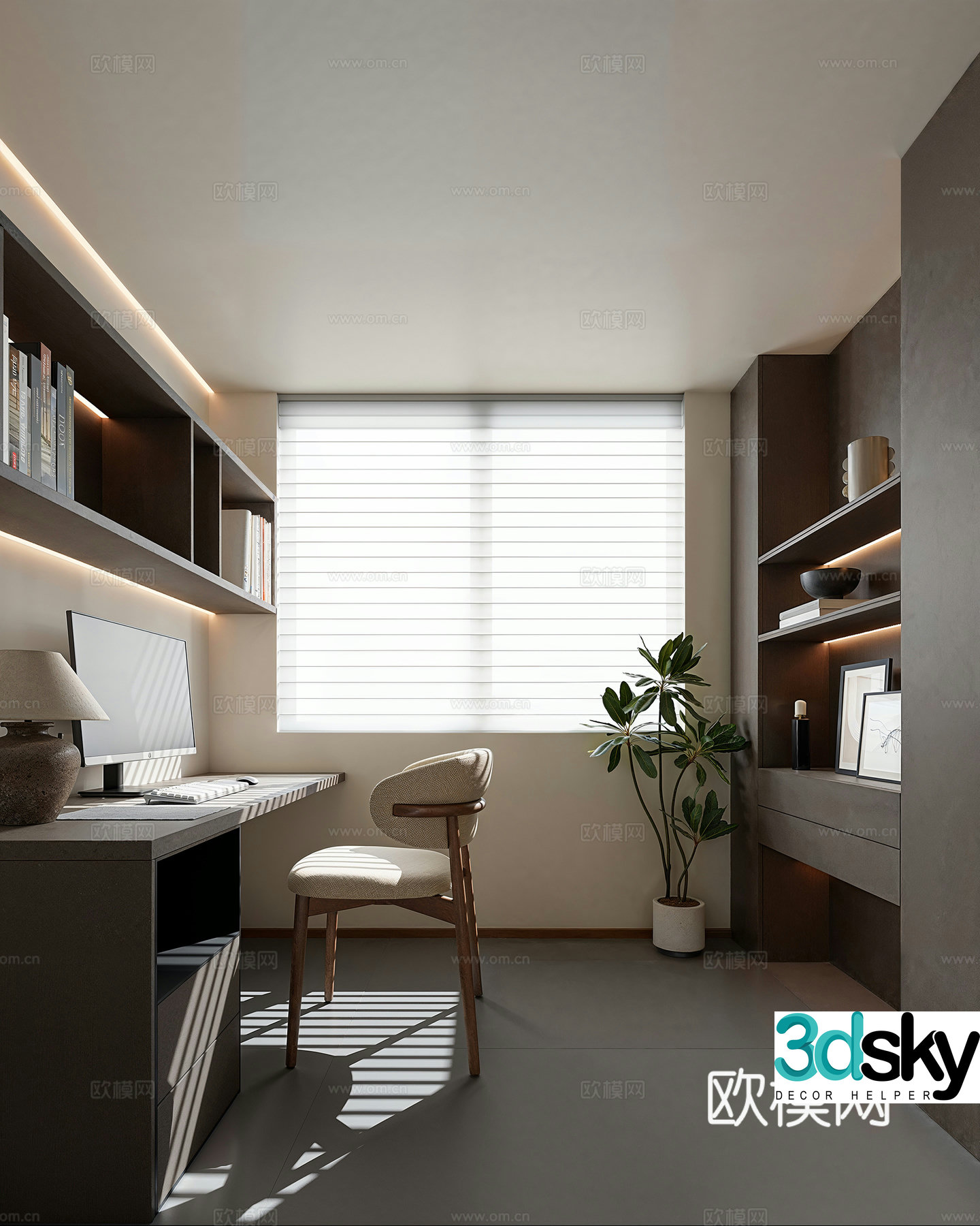 Modern study room 3d model