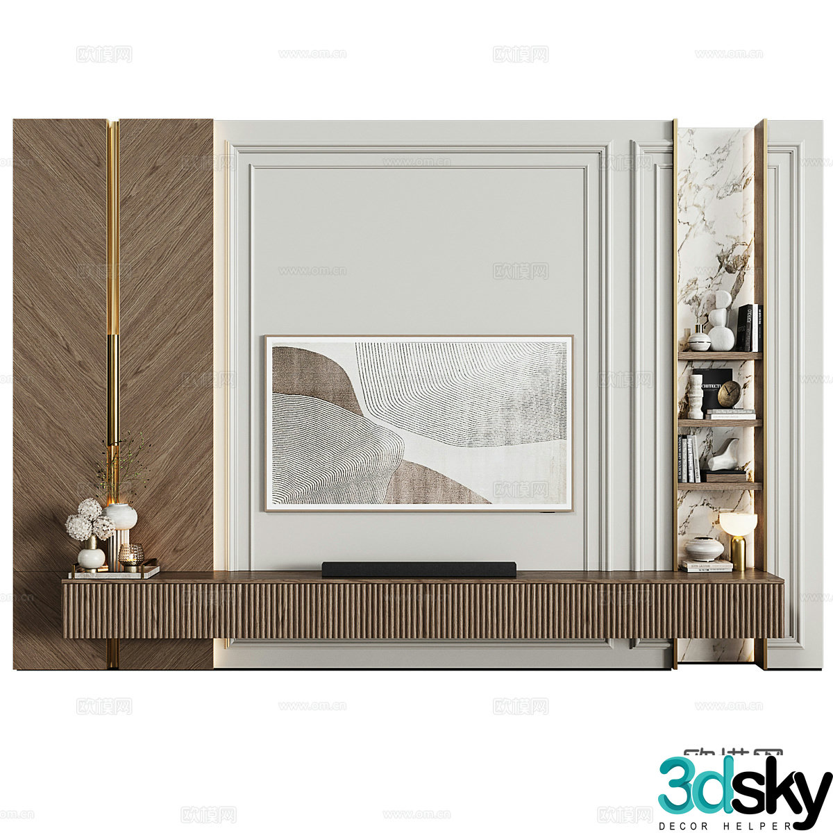 TV background wall 3d model