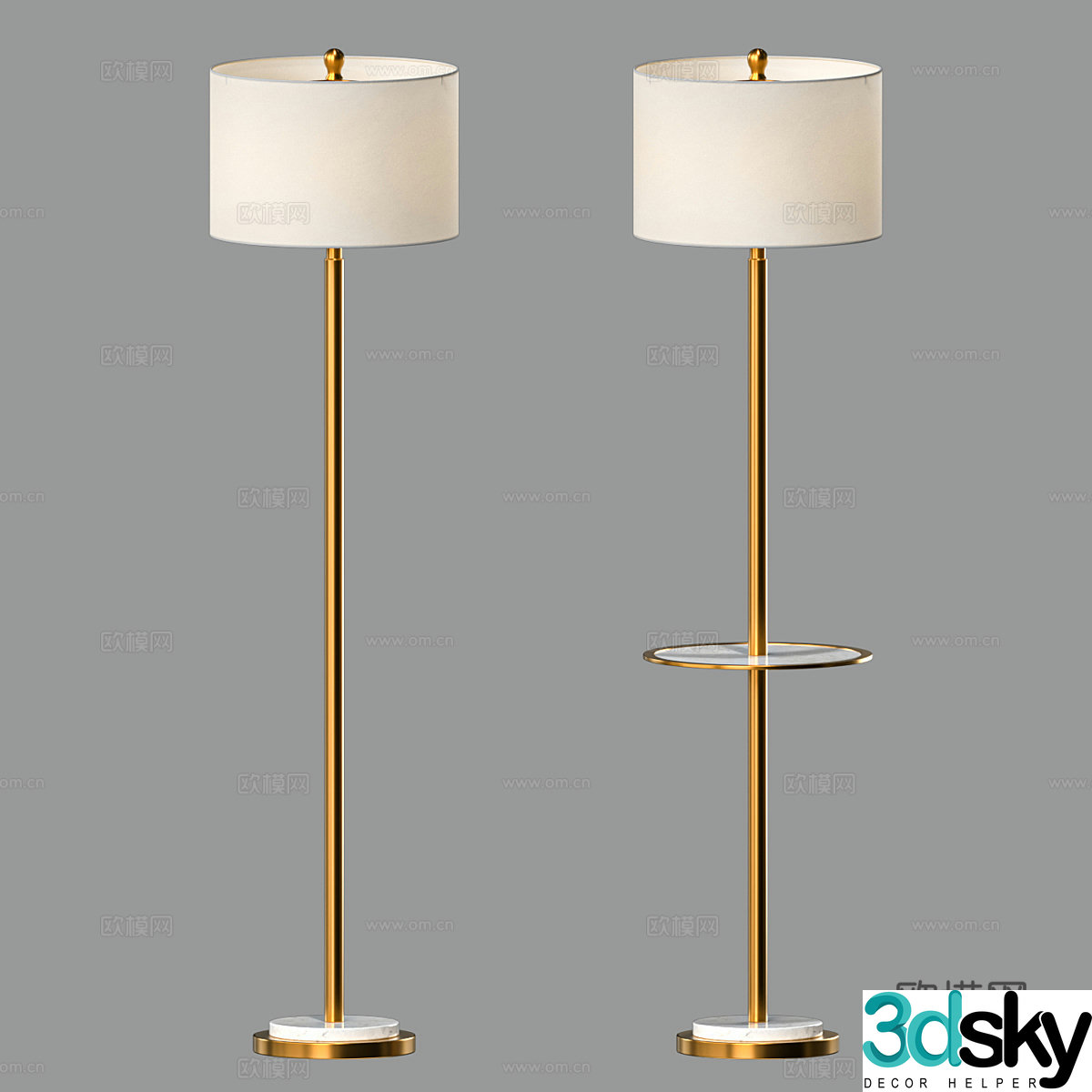 Light luxury floor lamp corner table integrated 3D model