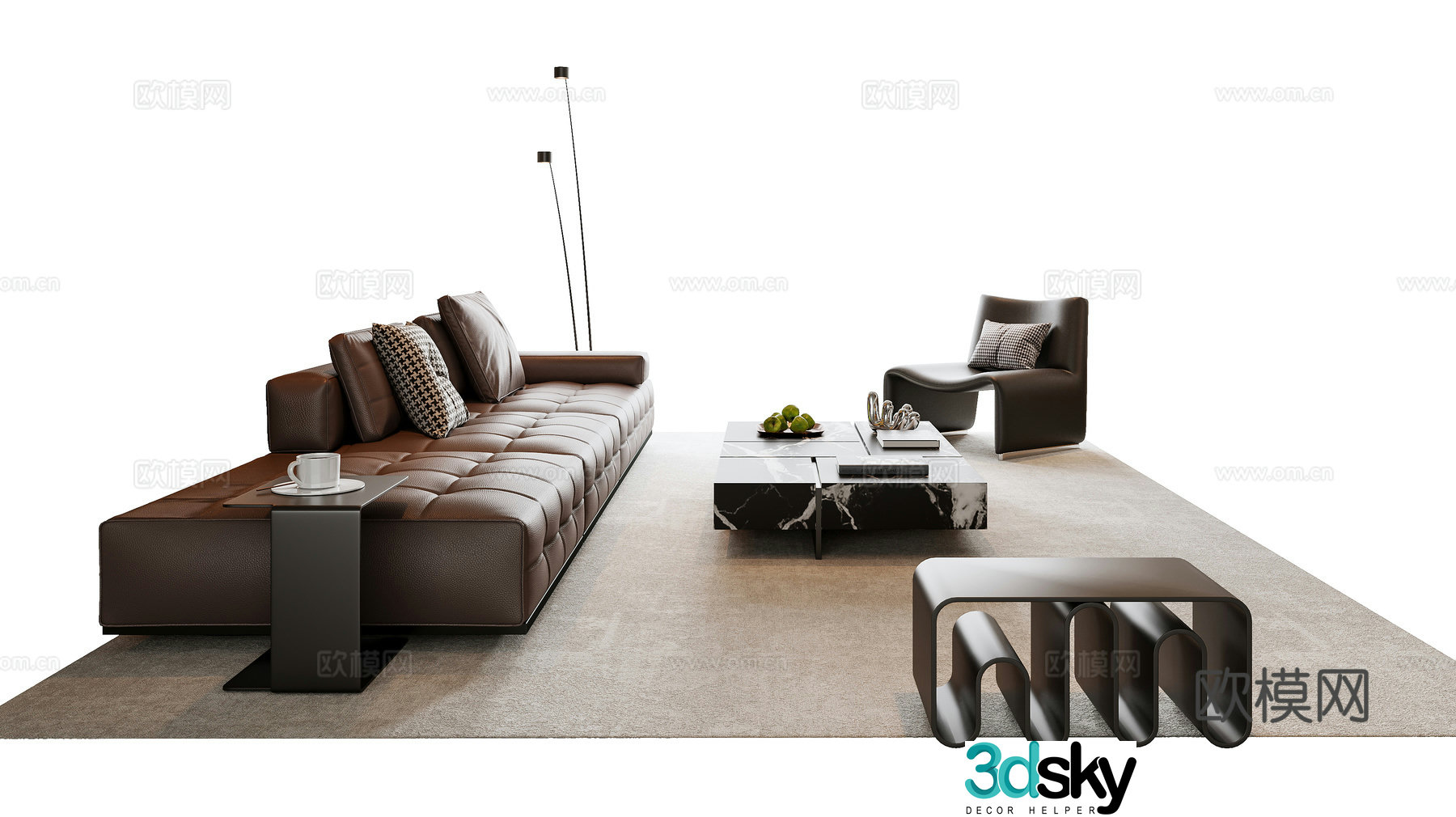 Italian sofa coffee table modular sofa 3d model