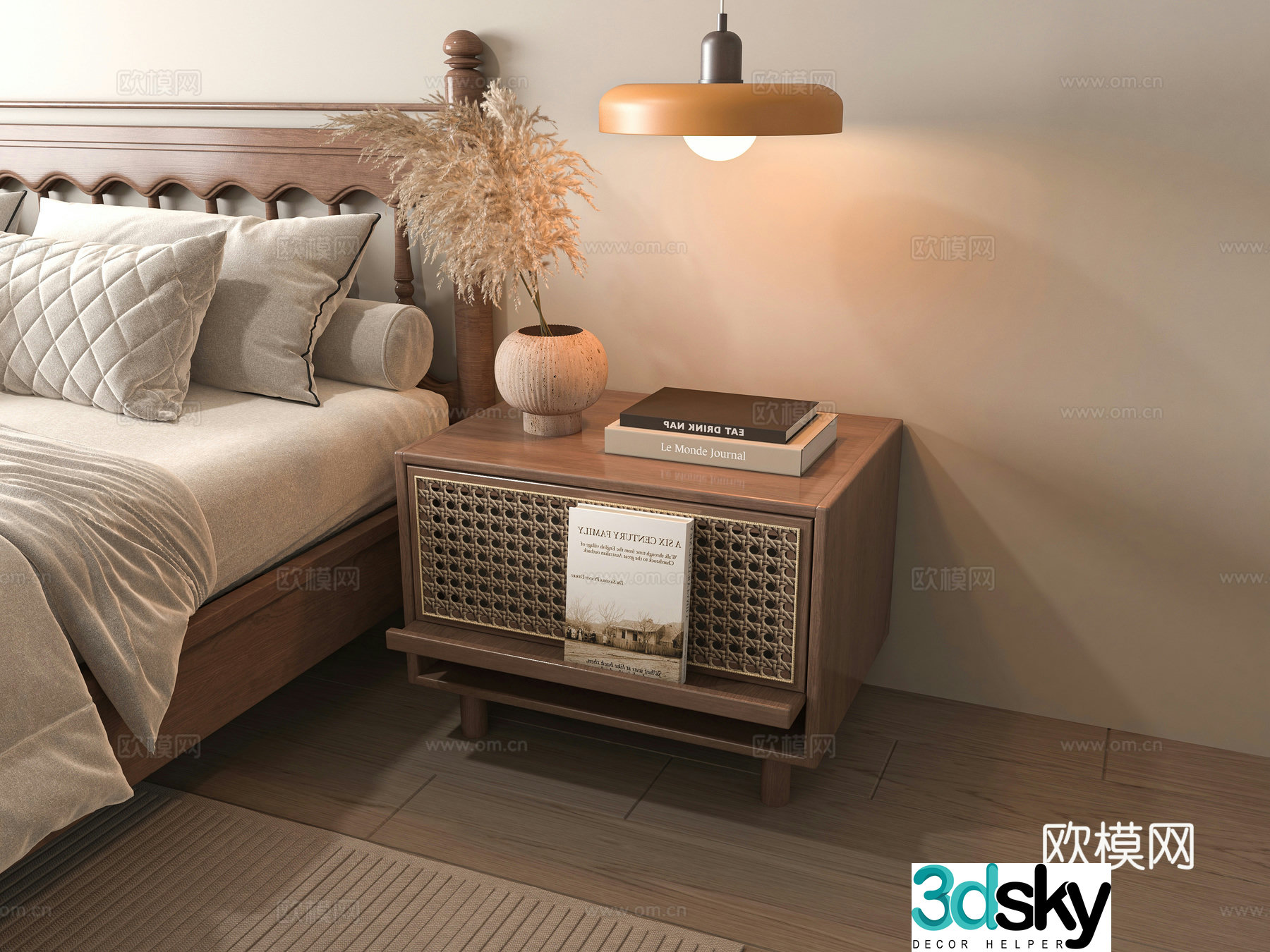 Medieval style bedside table 3d model