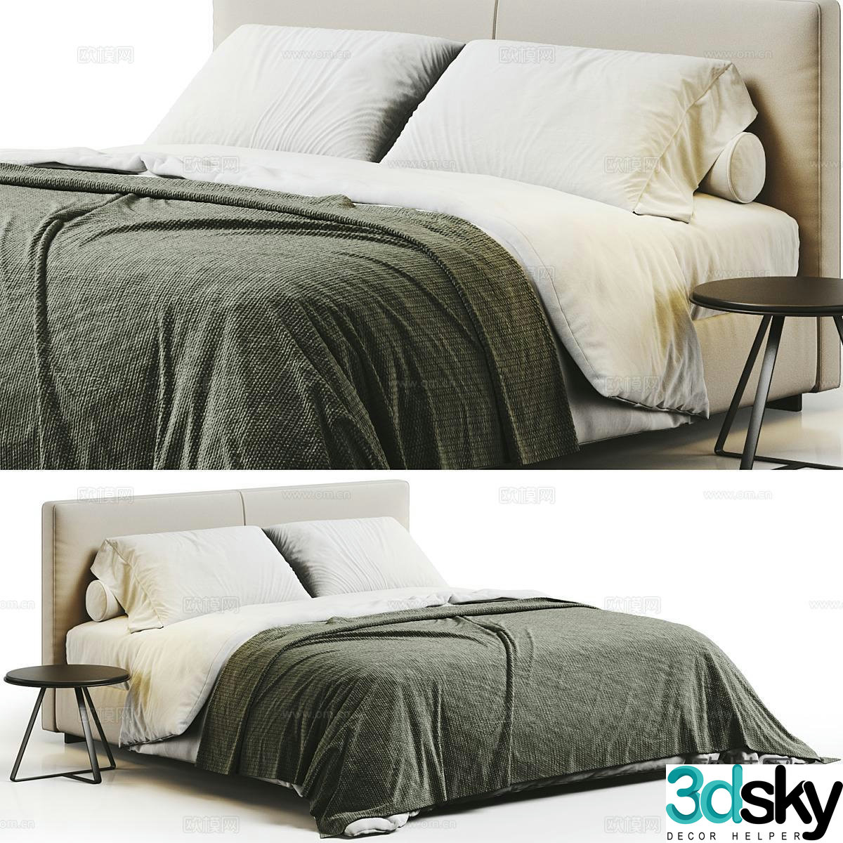 Flexform Italian double bed simple double bed 3d model
