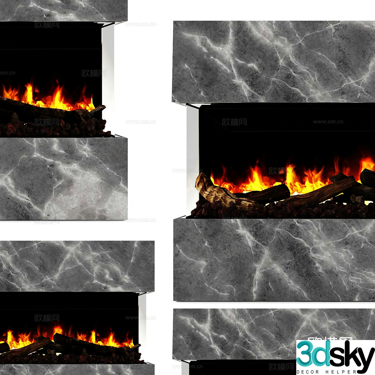 Modern minimalist fireplace stove electronic fireplace 3d model