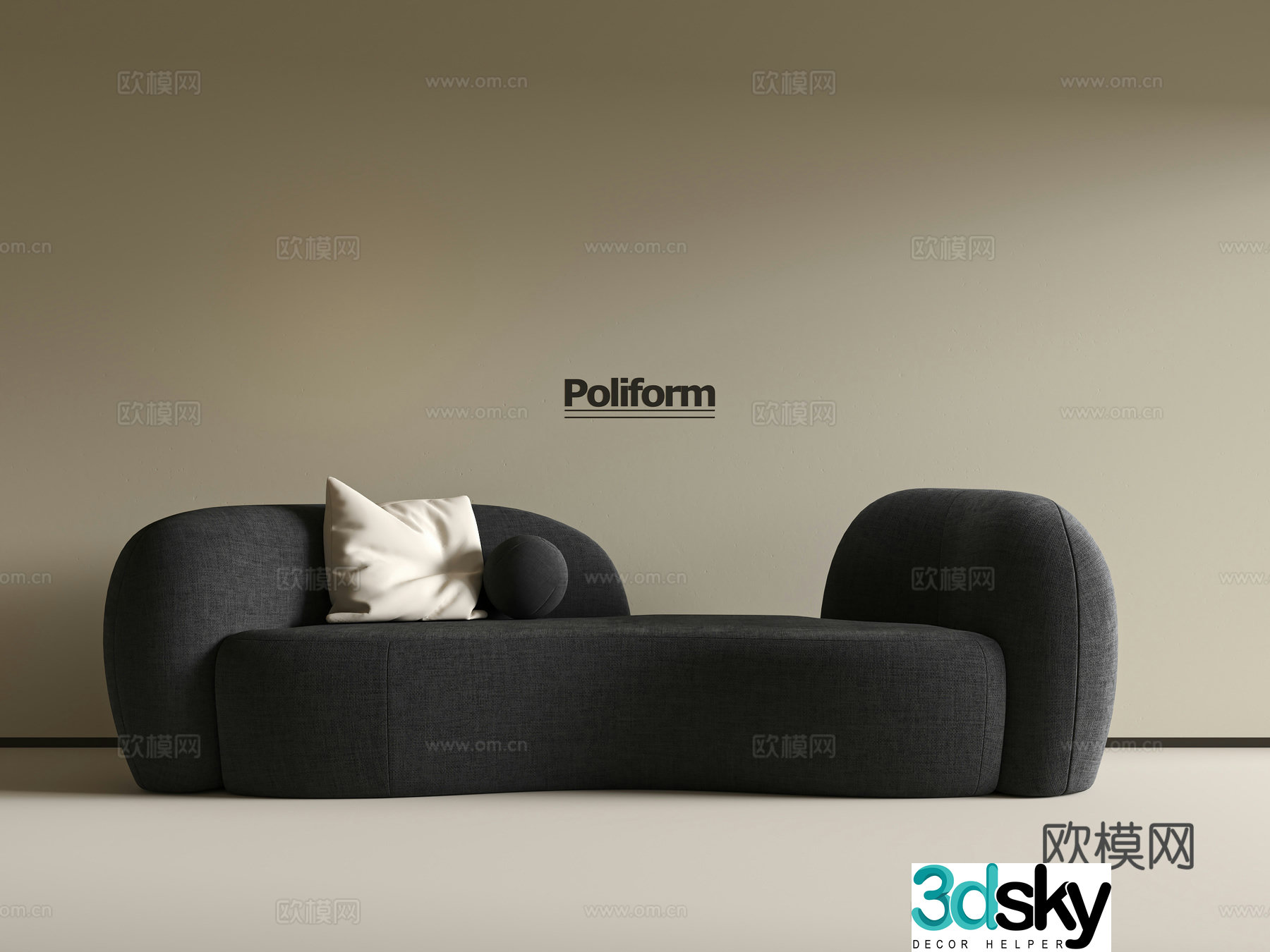 curved sofa 3d model