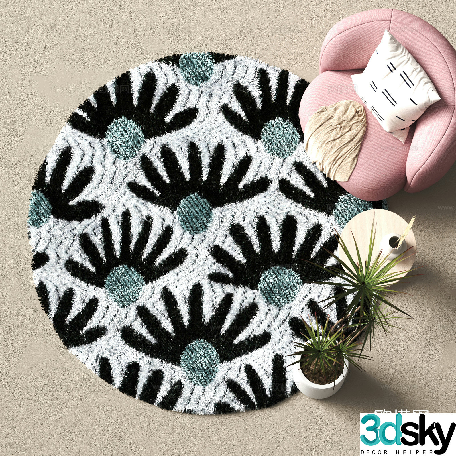Modern round carpet 3d model