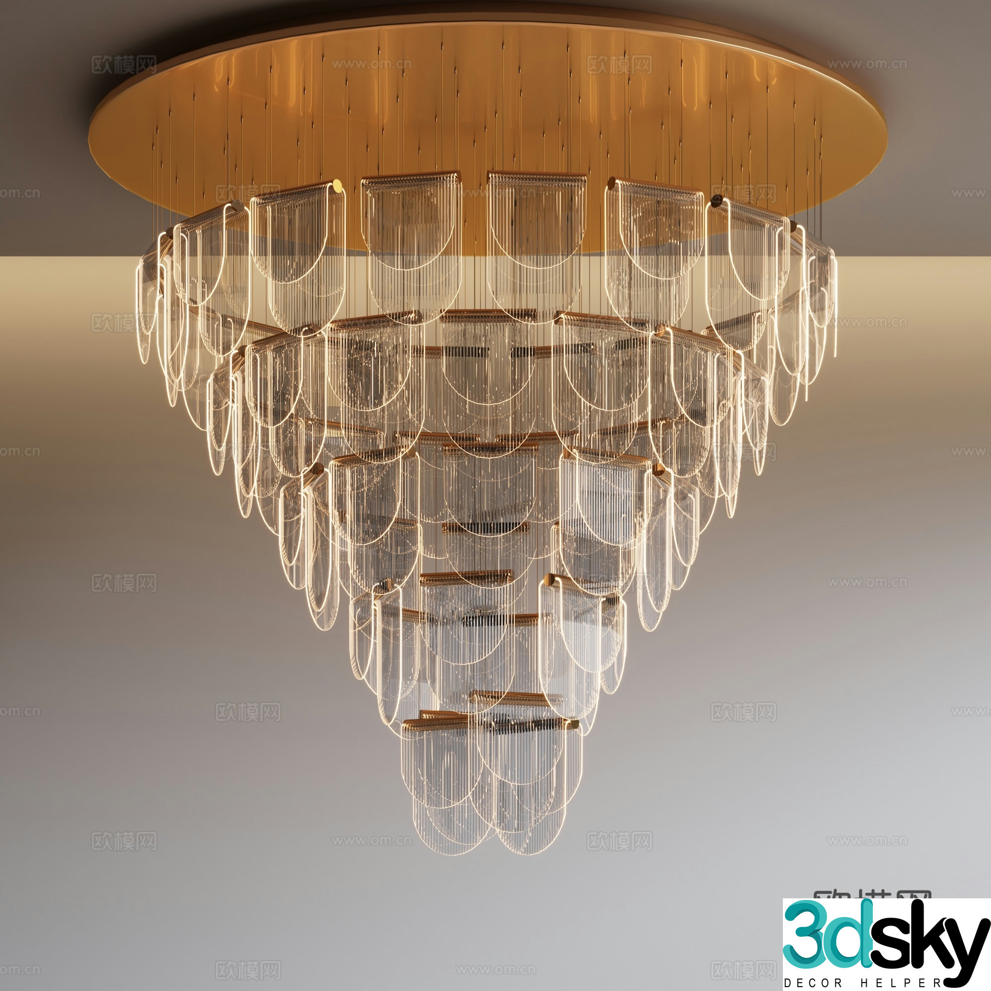 Light luxury crystal chandelier glass chandelier 3d model