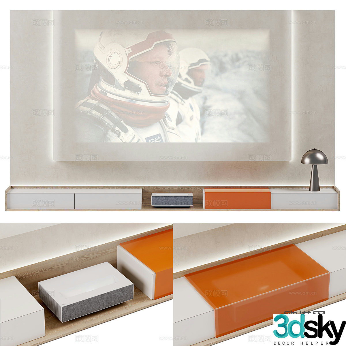 Modern TV background wall 3d model