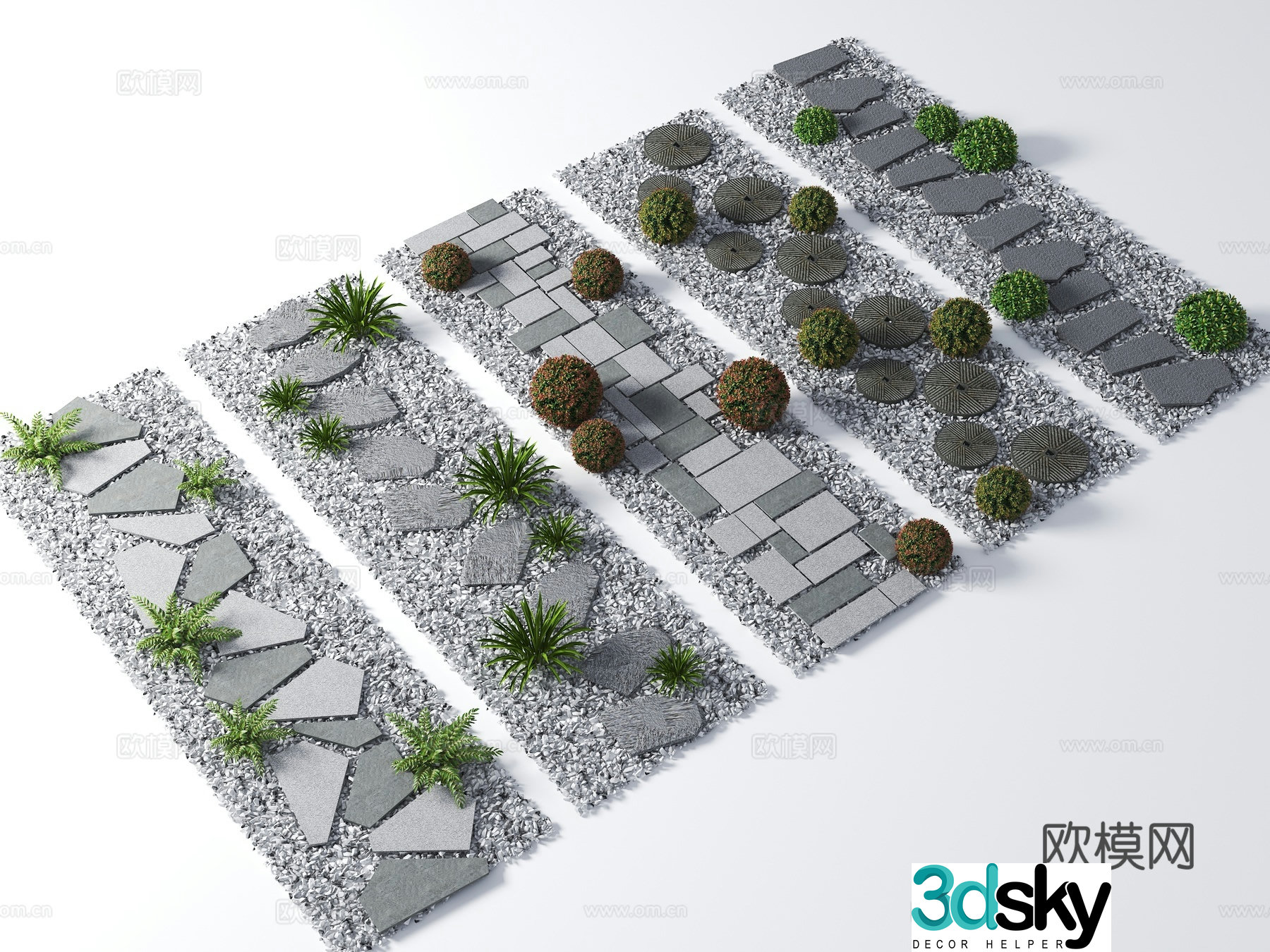 Modern Tingbu old slate tourist trail gravel block 3D model