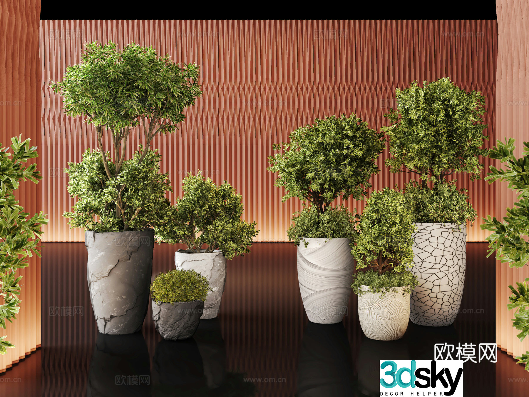 Green plant plant pot potted plant 3d model