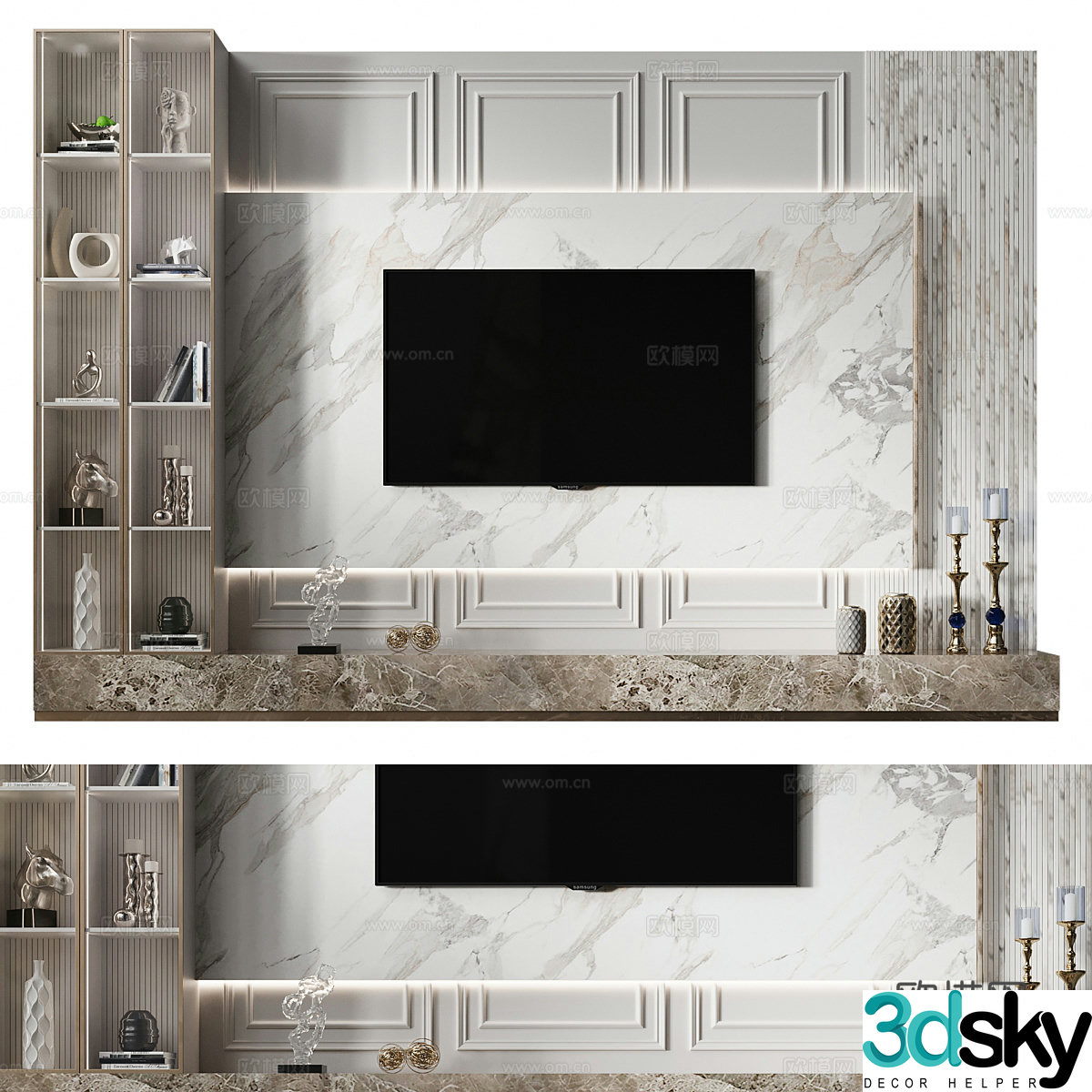 Italian TV background wall 3D model
