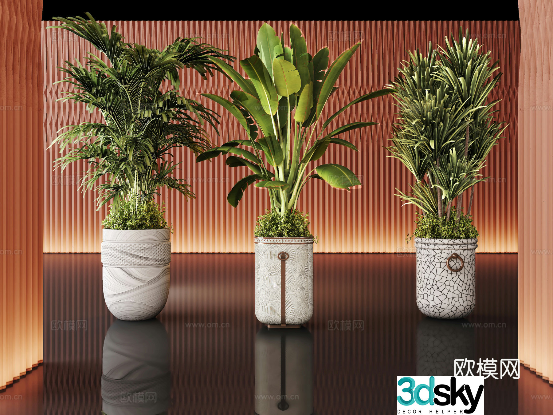 green plant plant sedge flower pot potted 3d model