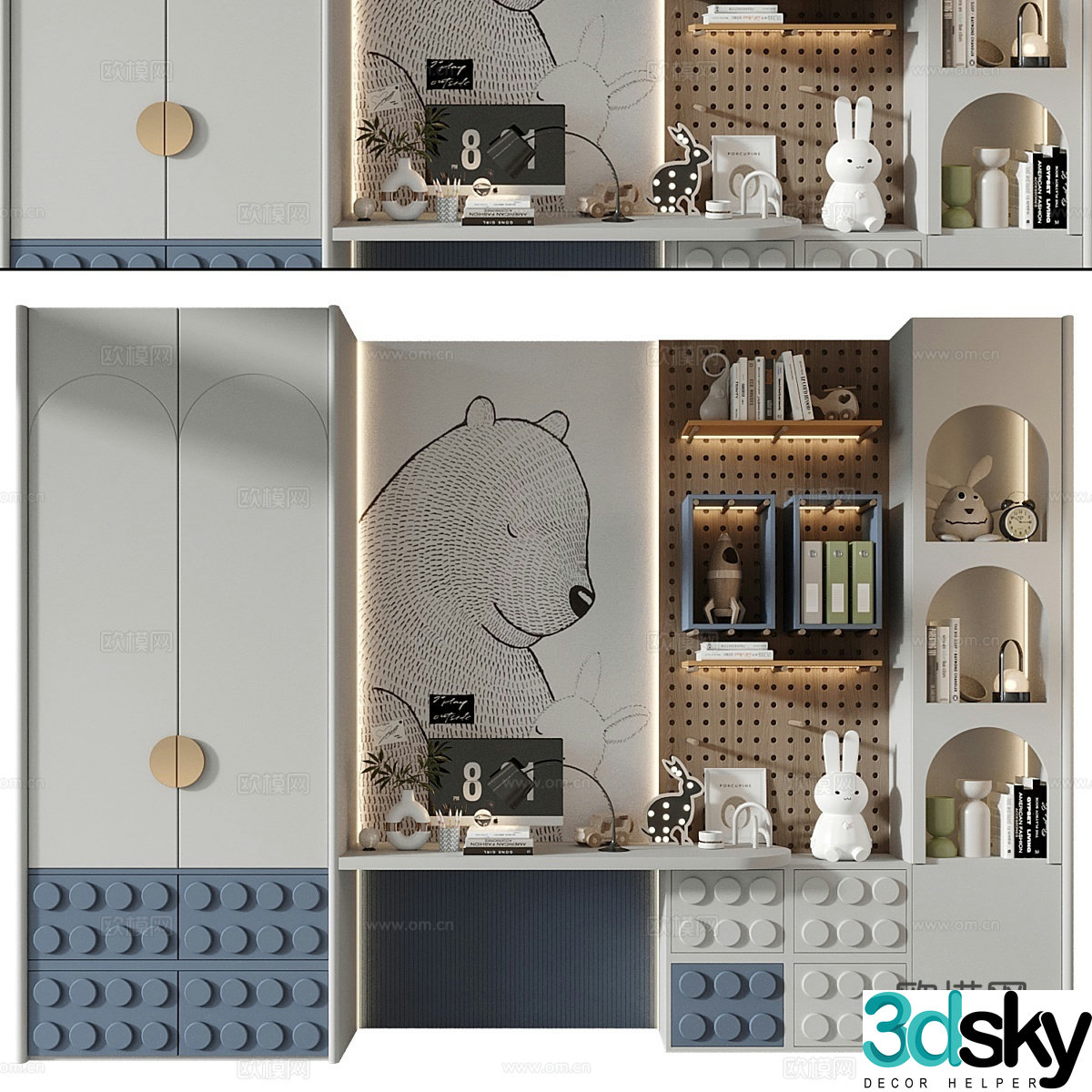 Modern children’s wardrobe 3d model