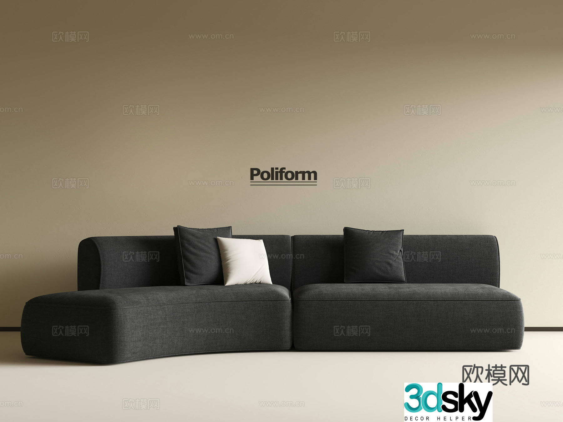 Medieval curved sofa 3d model
