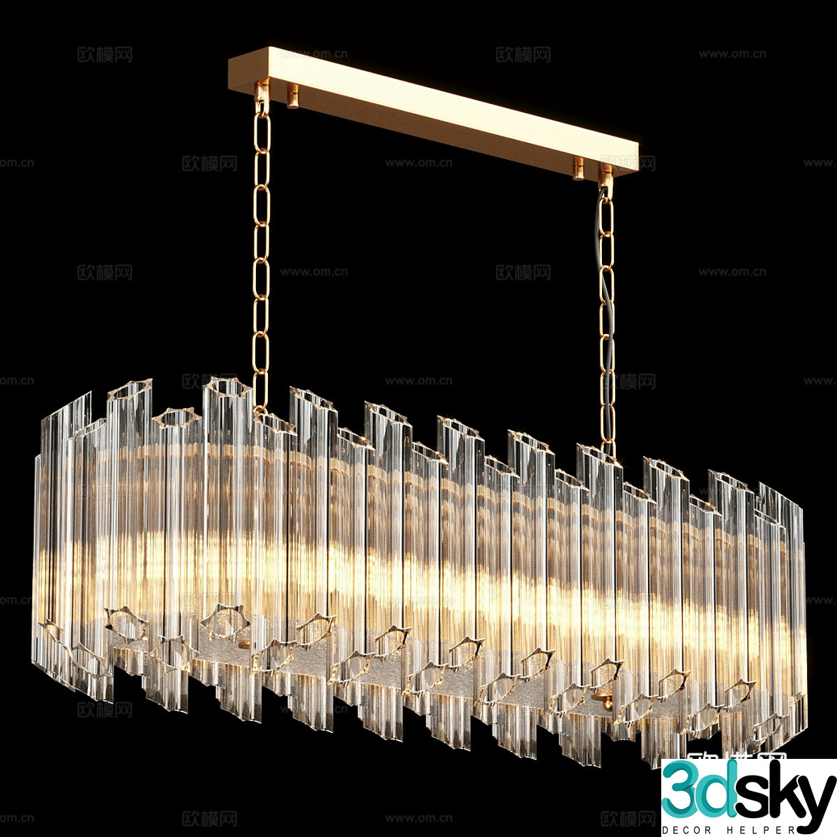 Light luxury crystal chandelier 3d model