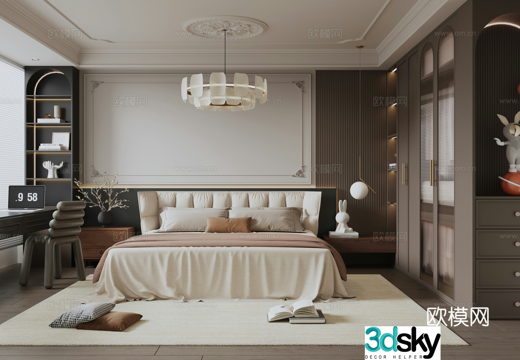 French retro bedroom master bedroom 3d model