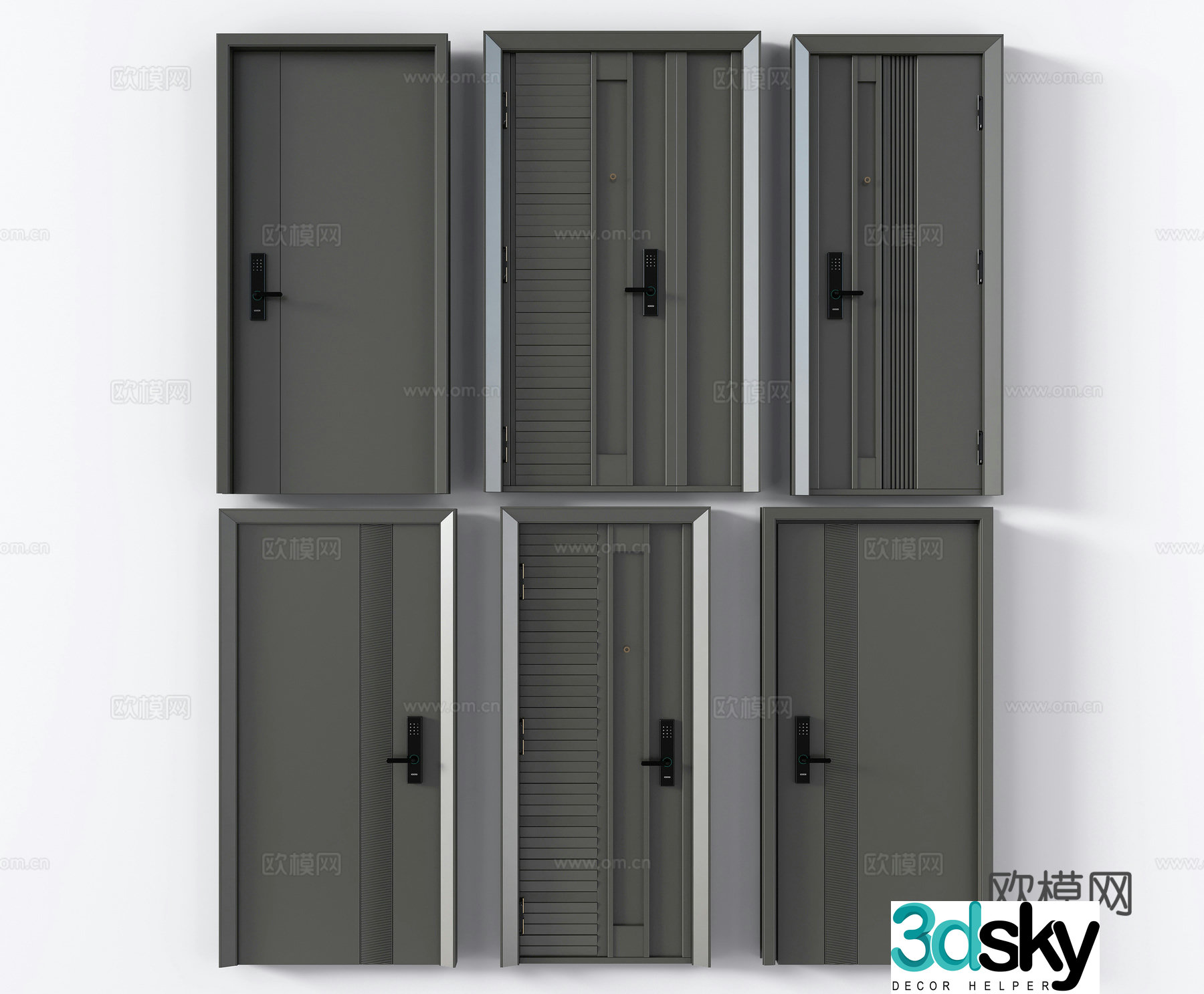 Modern anti-theft door entry door password door smart door lock 3D model