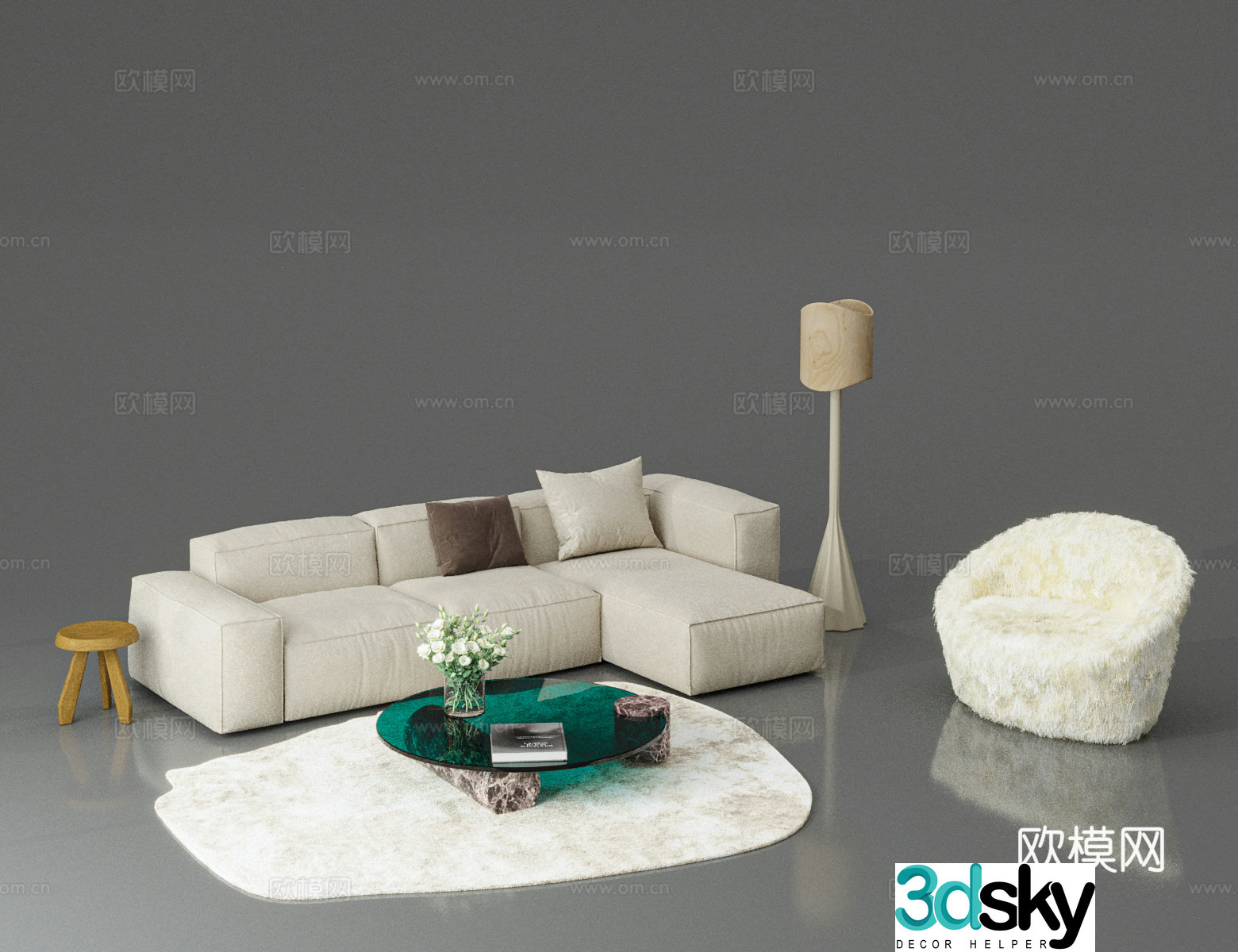 Modern sectional sofa 3d model