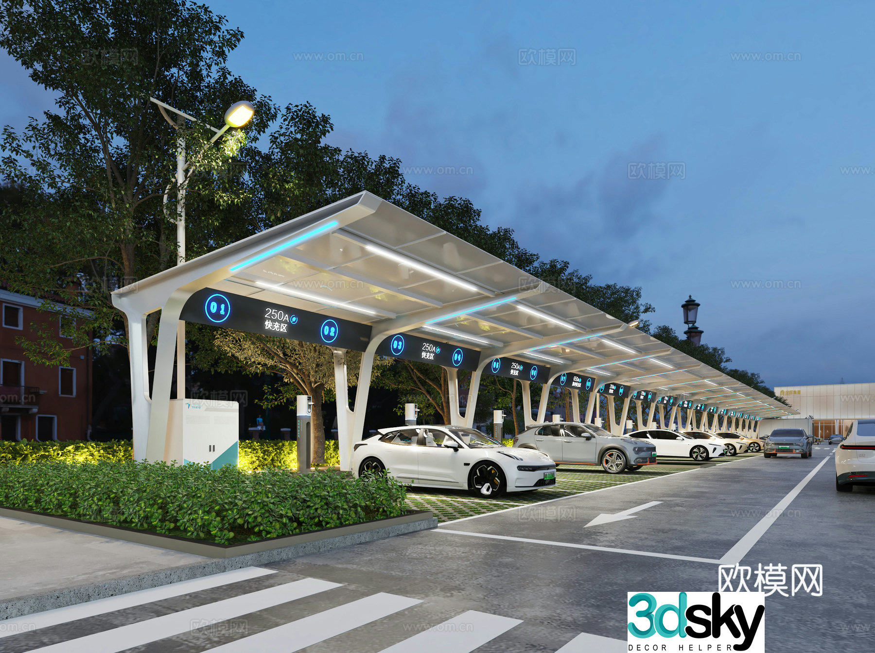Modern new energy charging station 3D model
