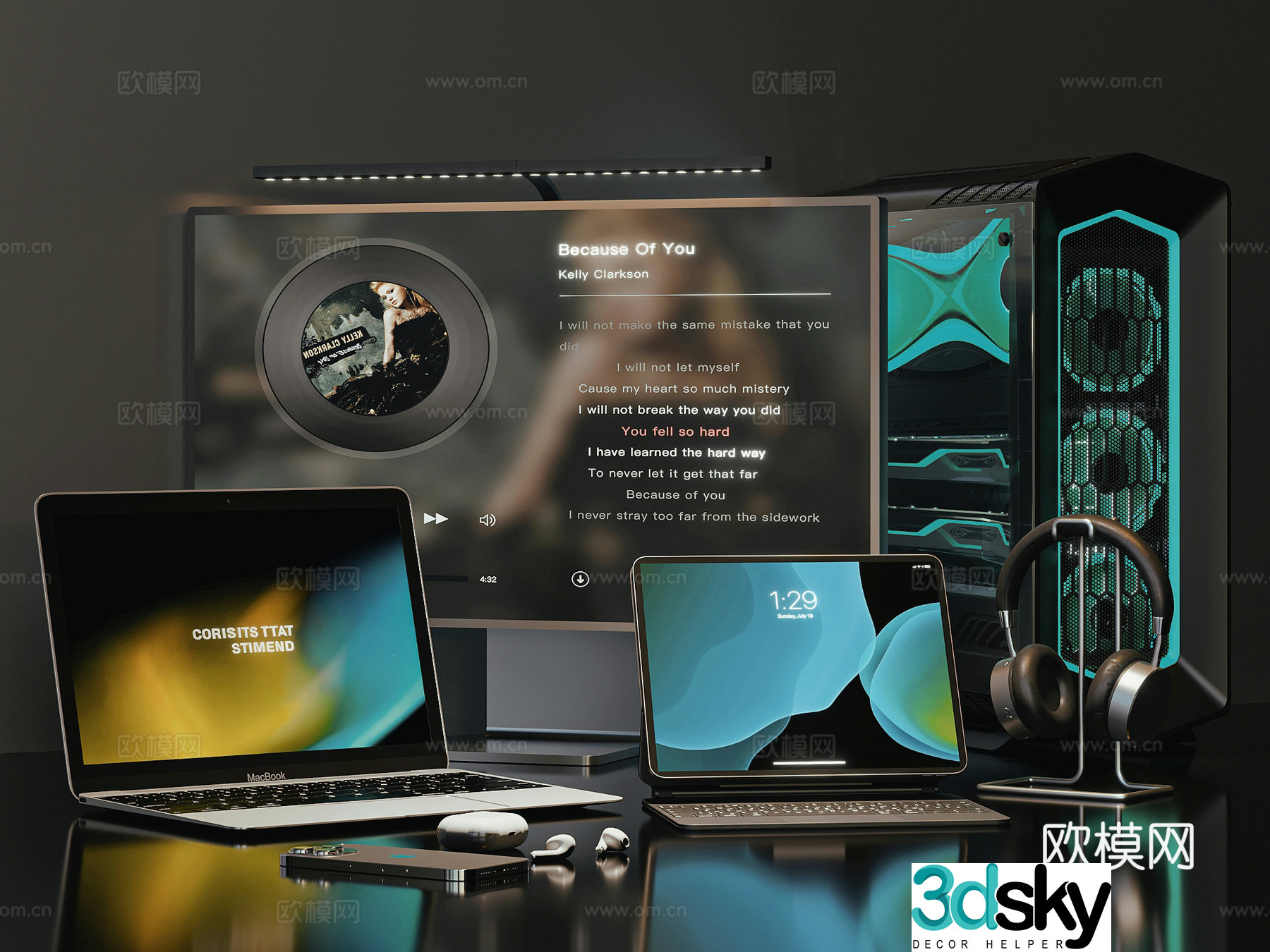 Modern laptop computer 3d model
