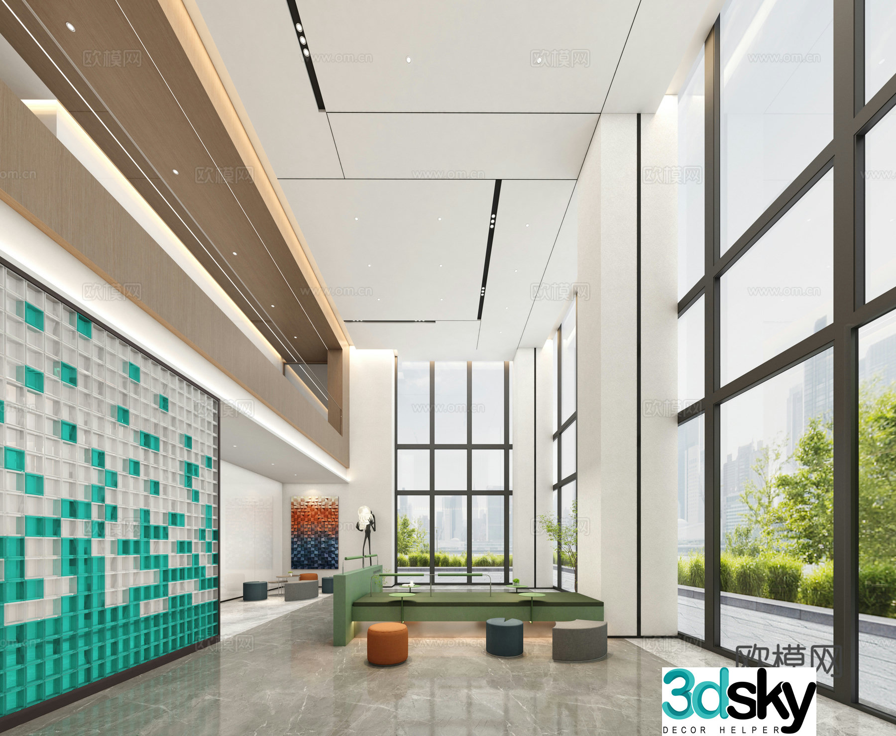 Modern office lobby 3d model
