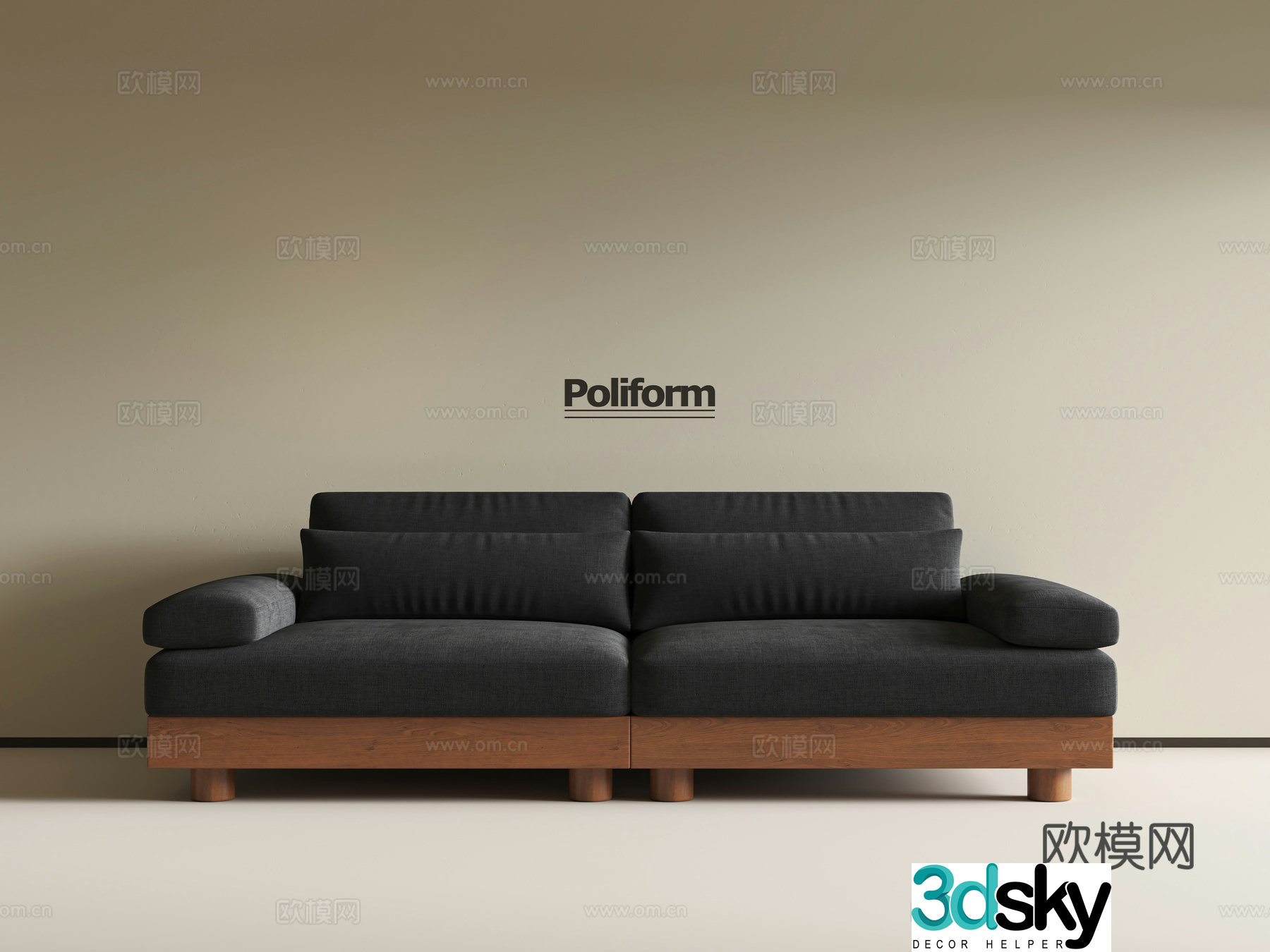 Medieval style double sofa 3d model