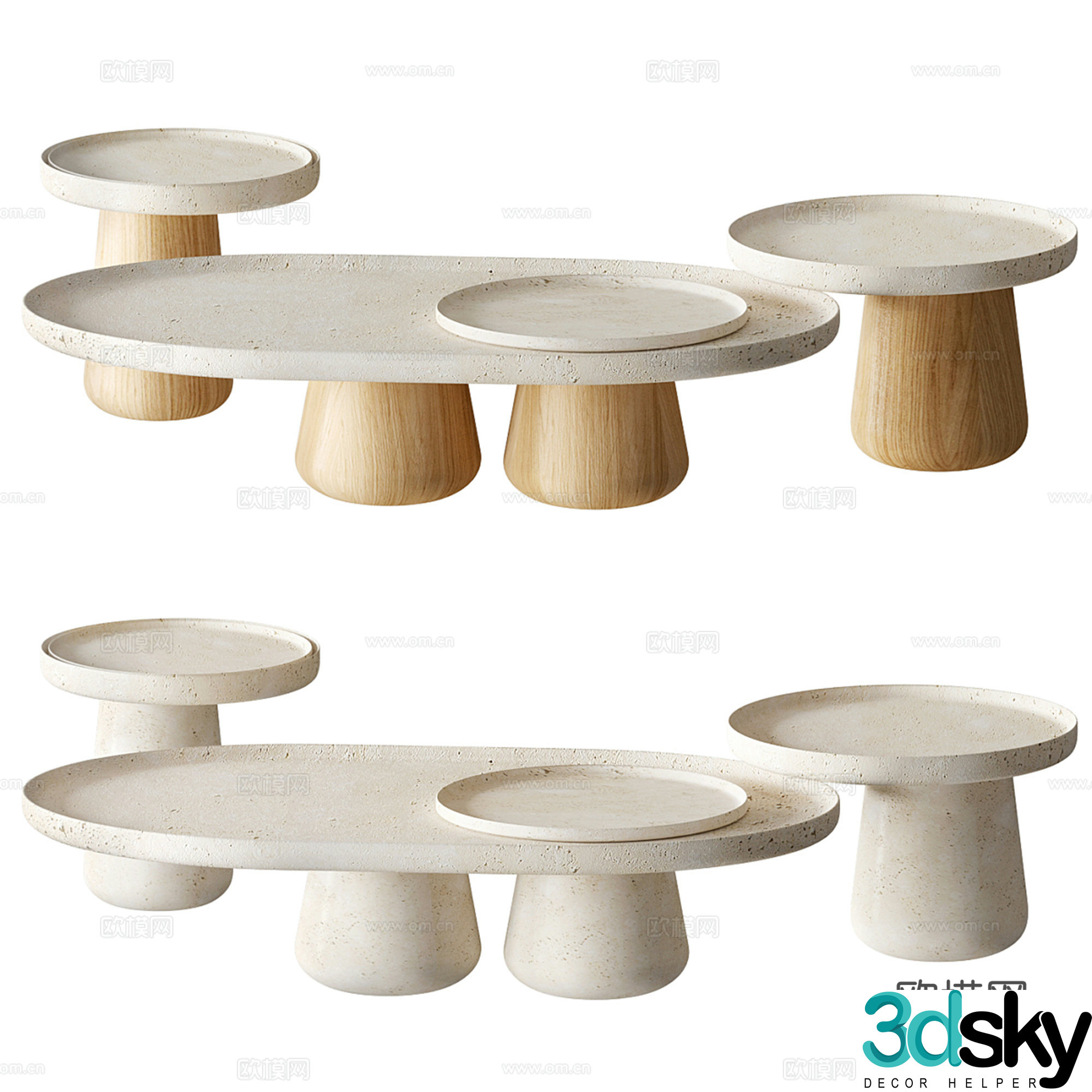 Cream style coffee table 3d model
