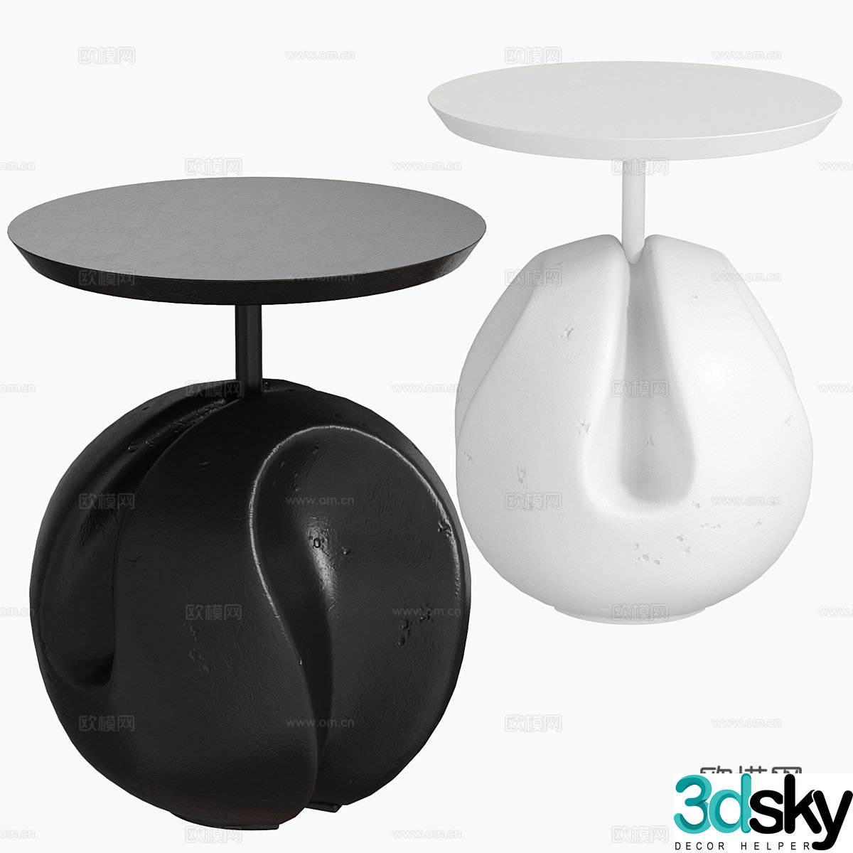 Modern side table corner table round table 3D model