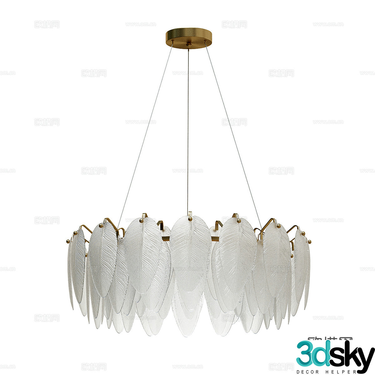 Modern minimalist chandelier feather chandelier 3d model