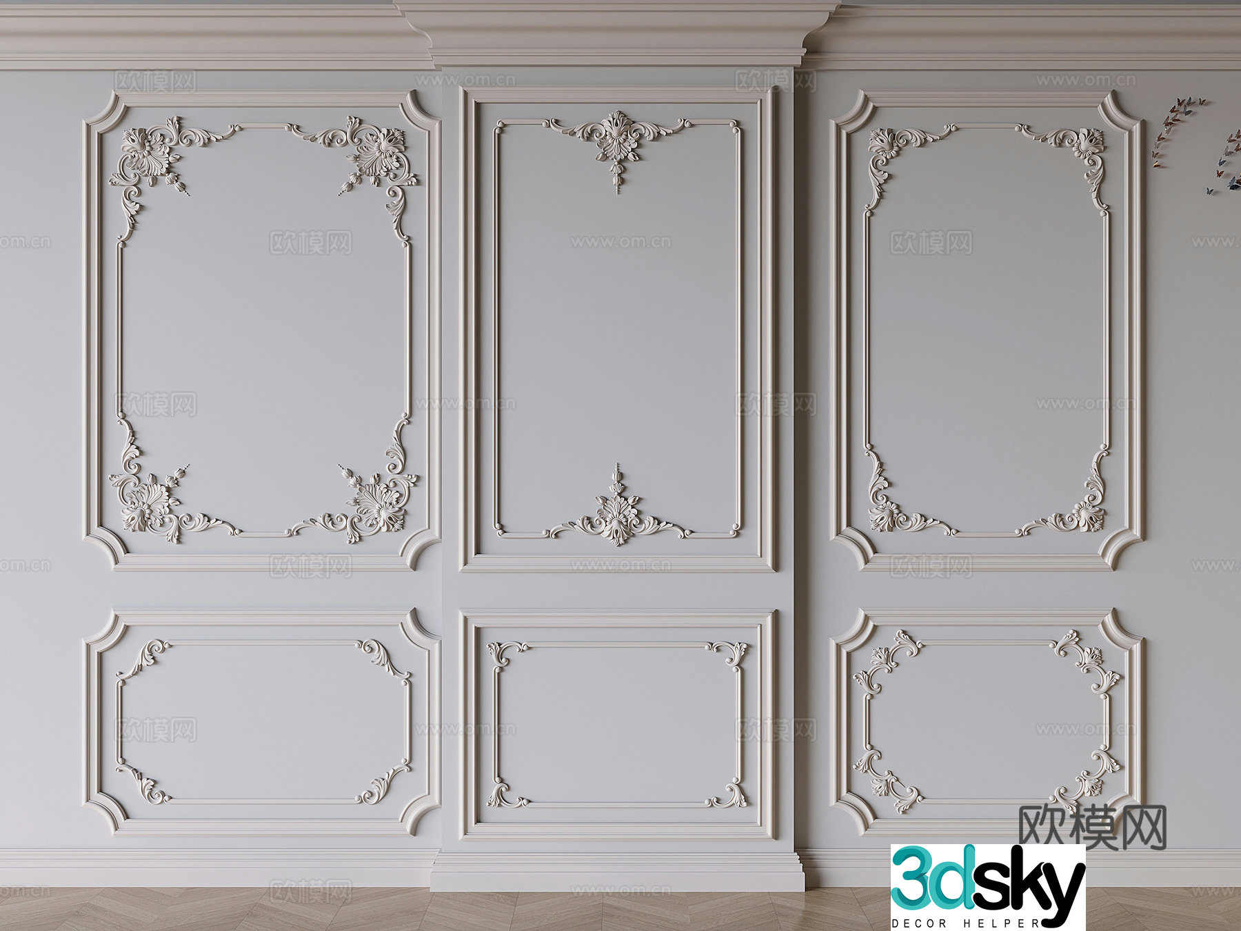 French plaster lines carved lines skirting lines 3D model