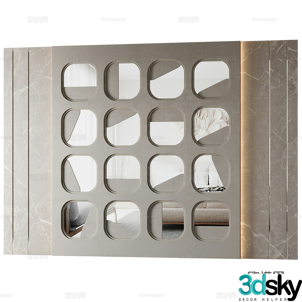 Wabi-sabi art wall background wall 3d model
