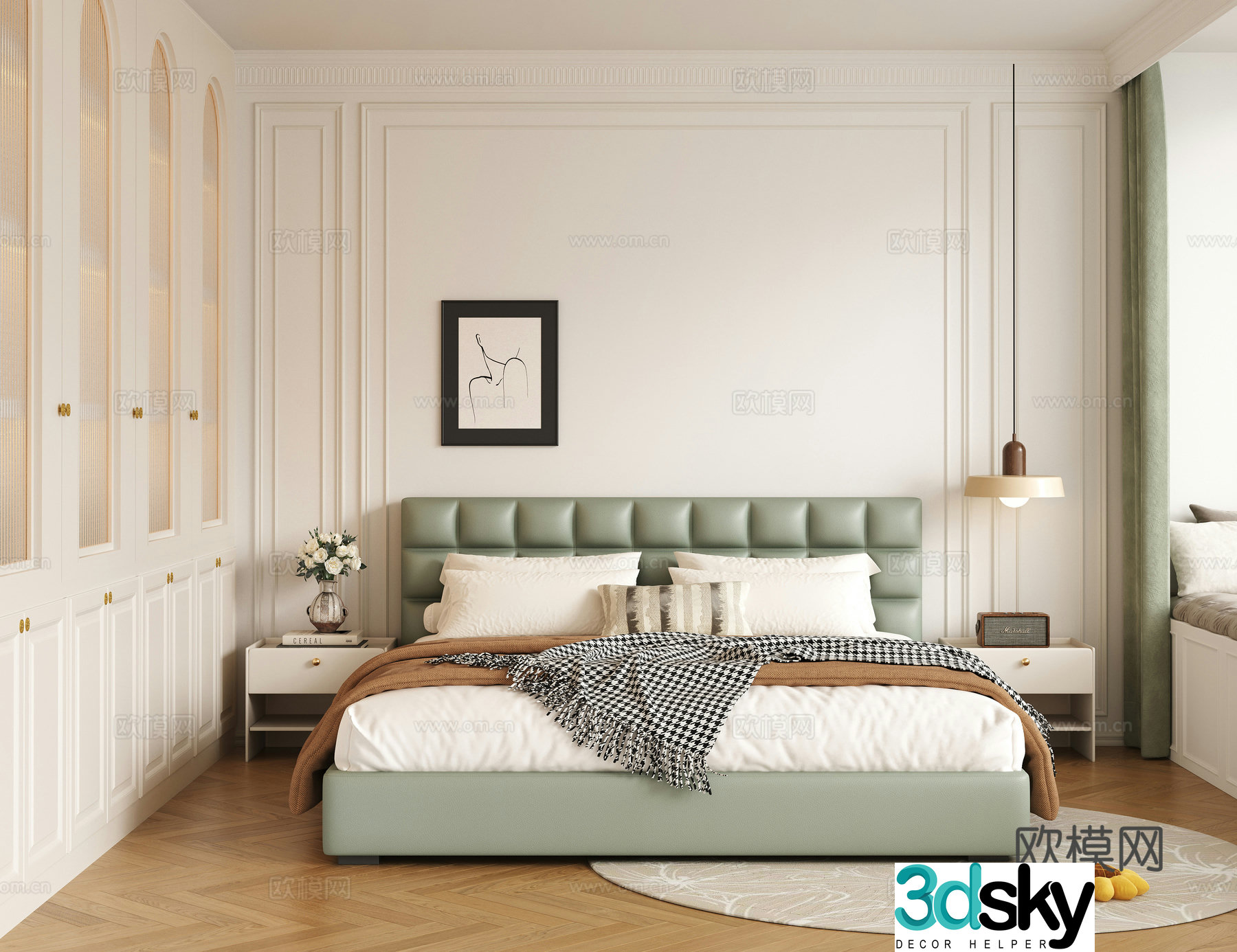 Cream style bedroom second bedroom 3D model