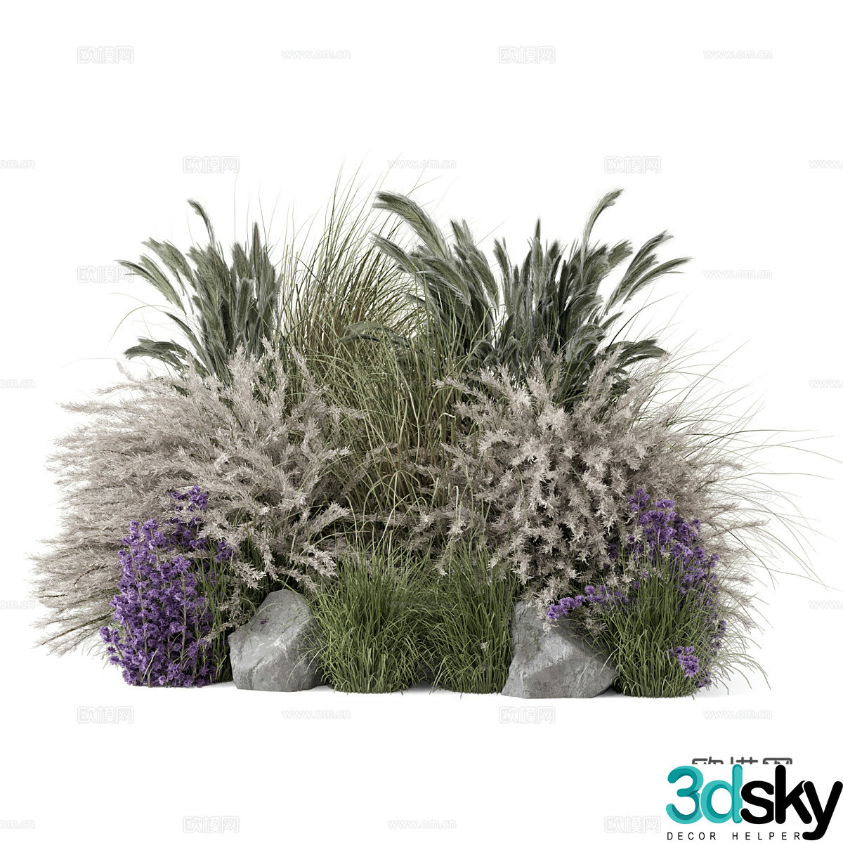 New Chinese style bushes courtyard flowers and plants 3D model