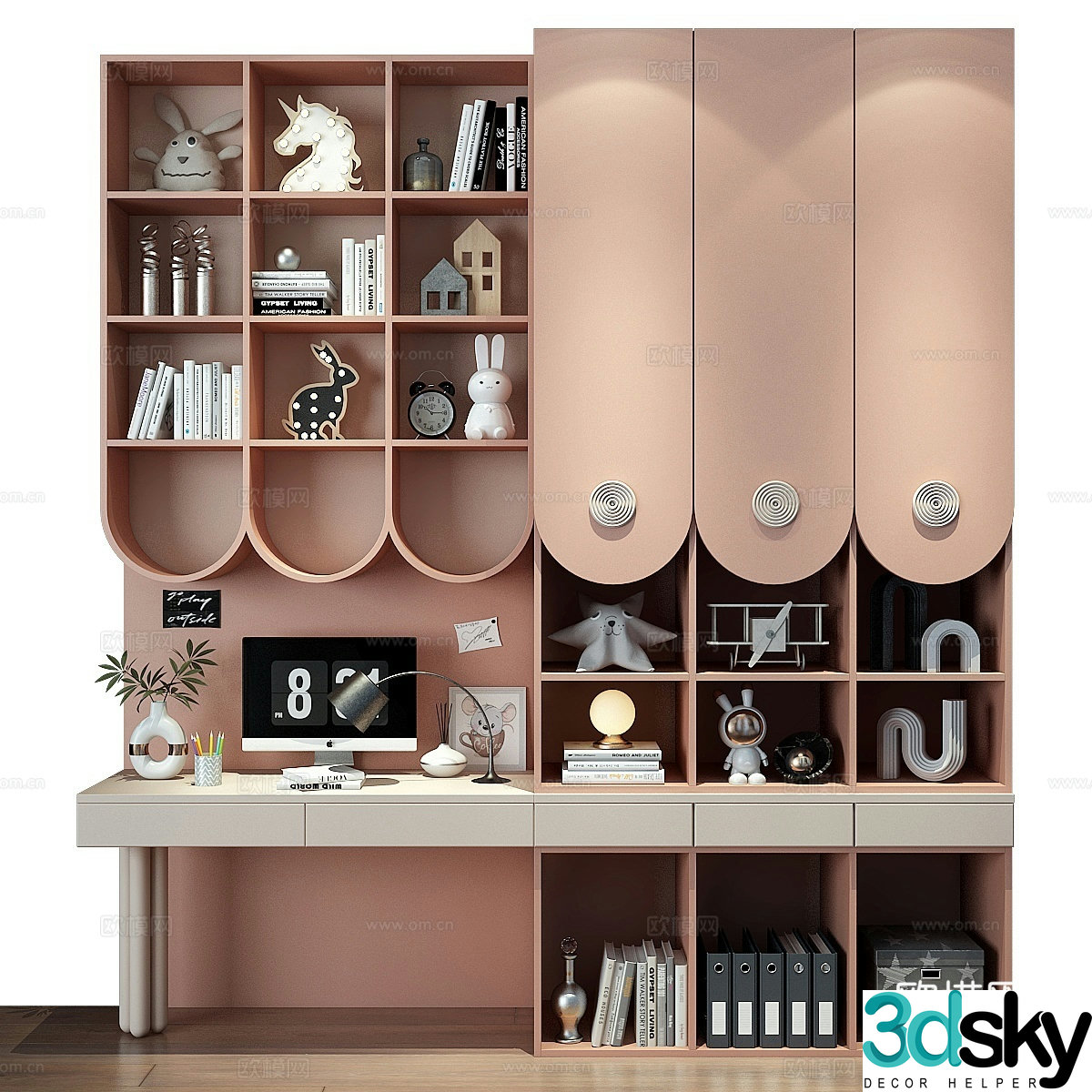 Modern children’s bookcase 3d model