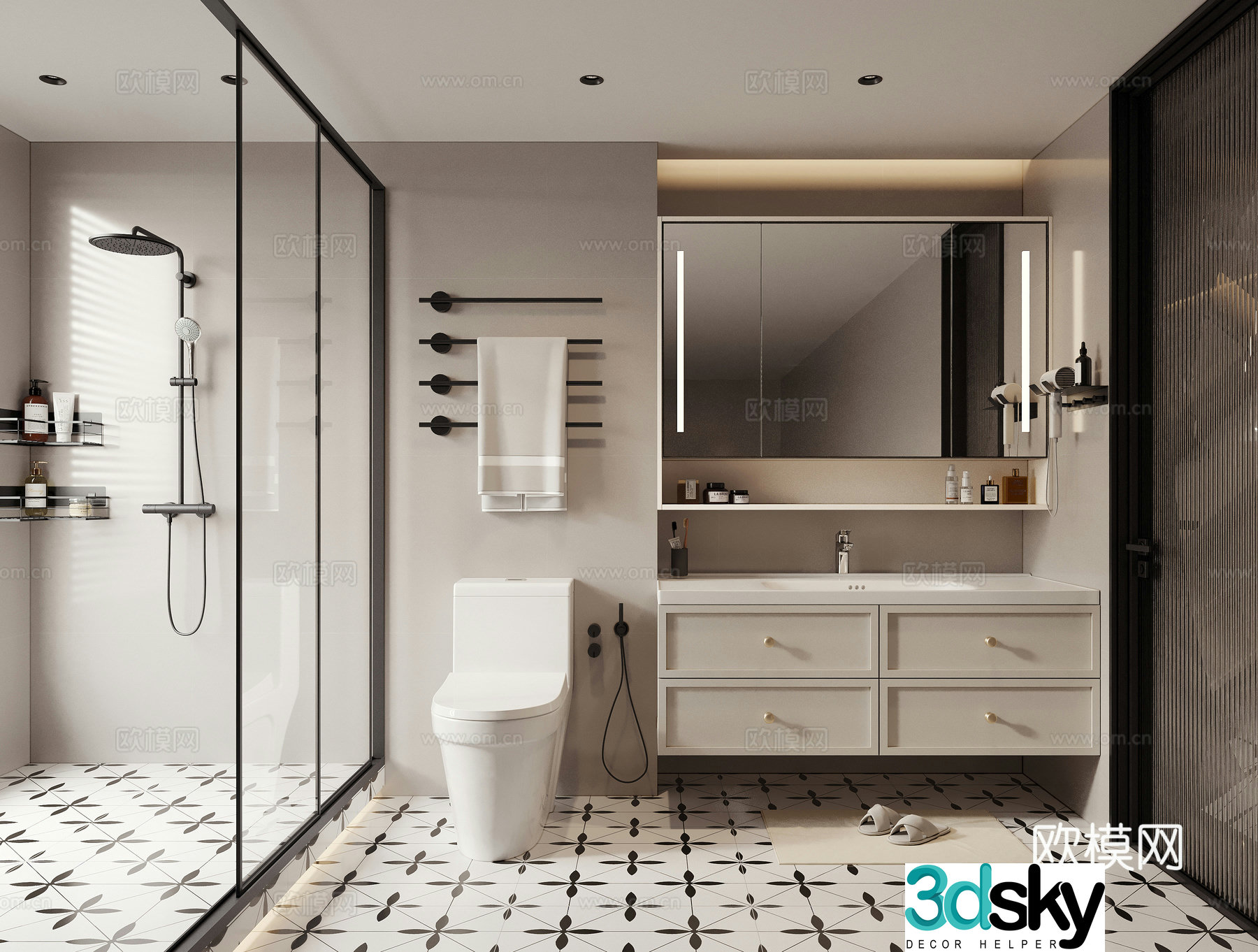 French bathroom bathroom 3d model