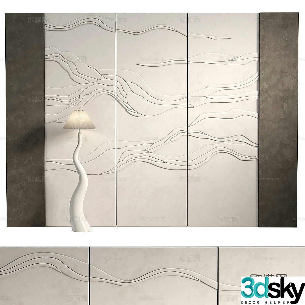 New Chinese style background wall image wall 3D model