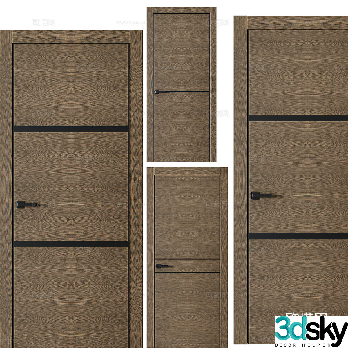 Nordic simple single door room door simple door wooden door 3d model