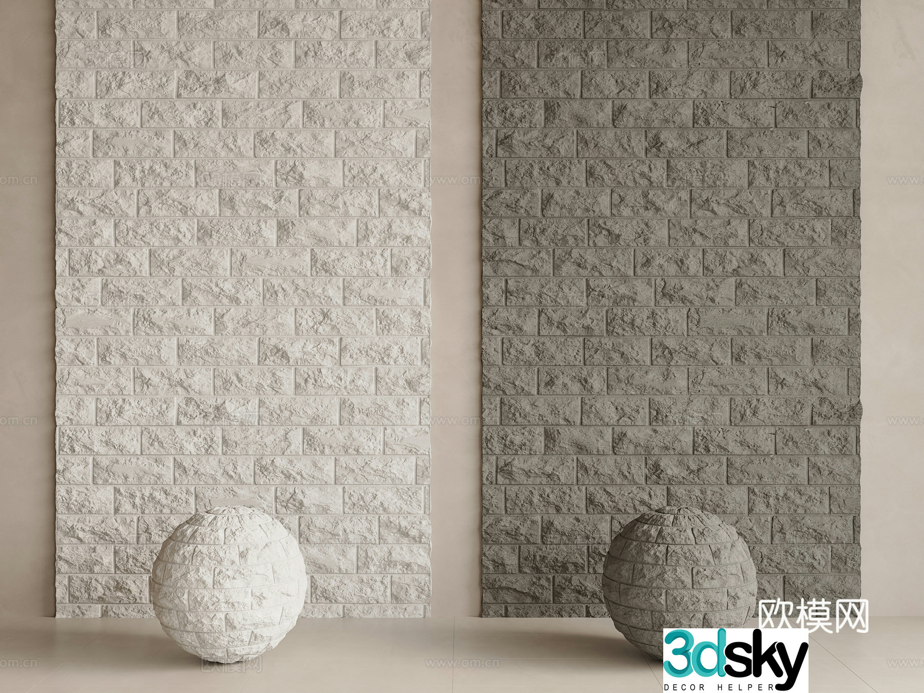 Cultural stone background wall cultural stone white brick wall rough stone gray brick wall PU stone 3d model