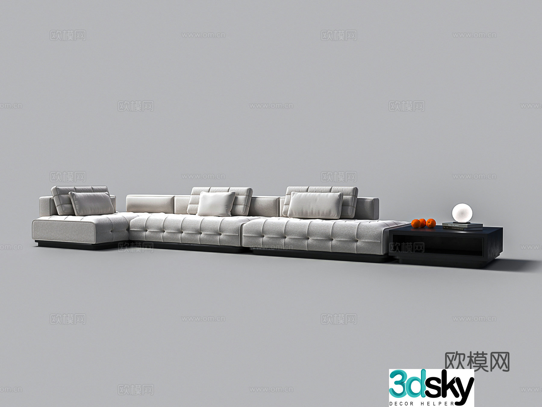 Modern upholstered canvas sofa multi-person corner sofa 3d model