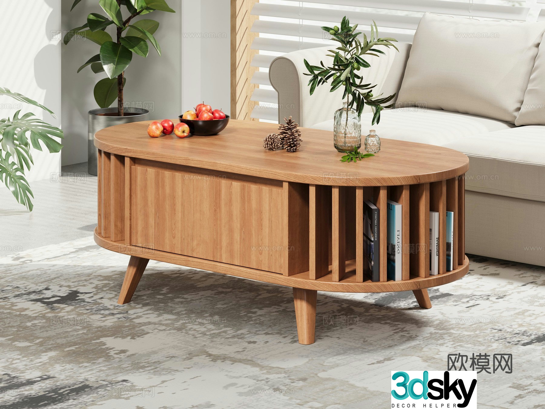 Log coffee table 3d model