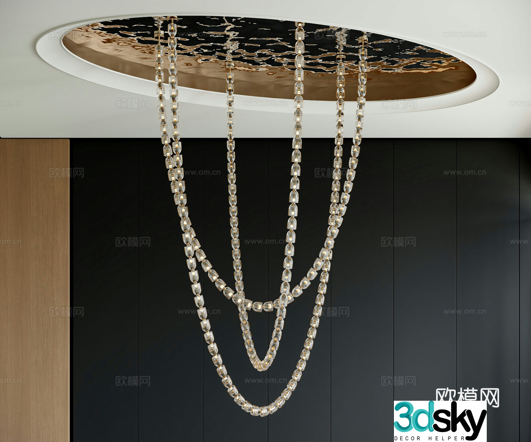 Modern beaded chandelier lobby chandelier 3d model